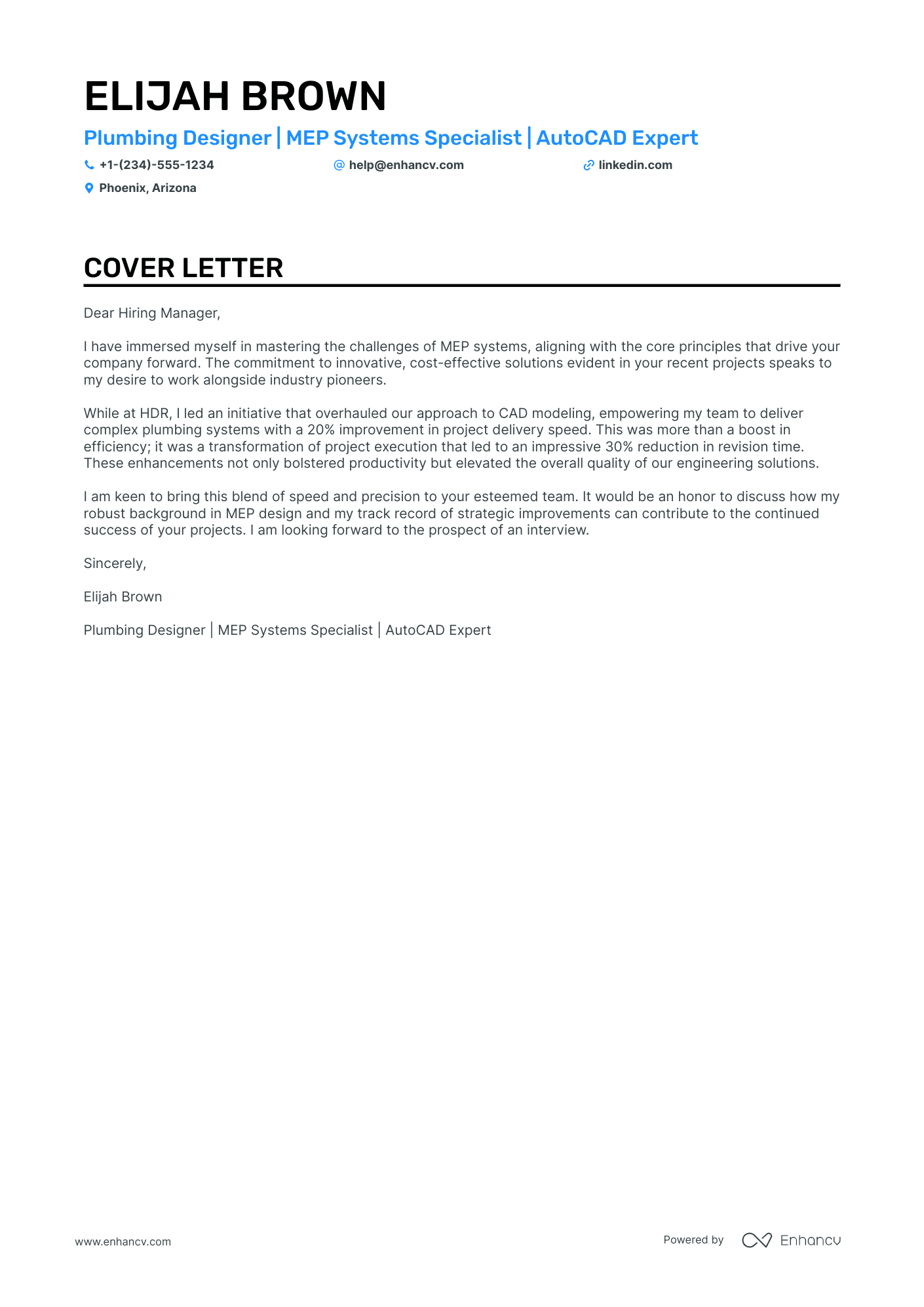 Plumbing Designer Resume Example