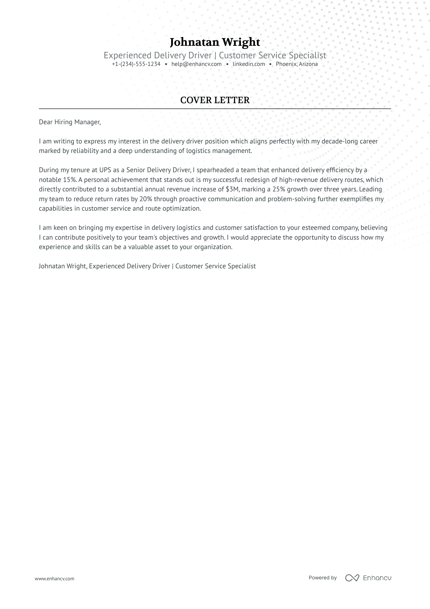 Food Delivery Driver Resume Example