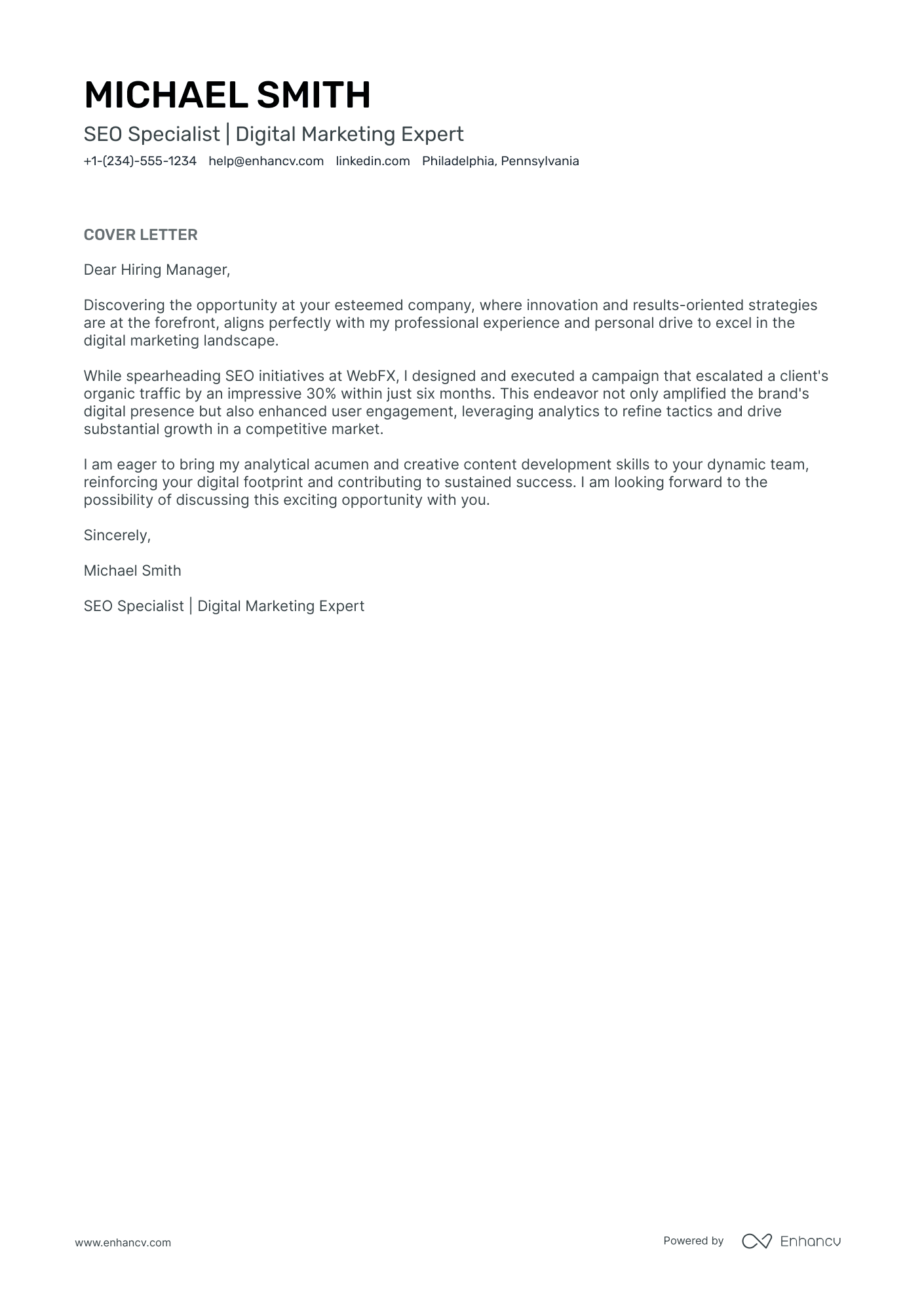 SEO Specialist Resume Example
