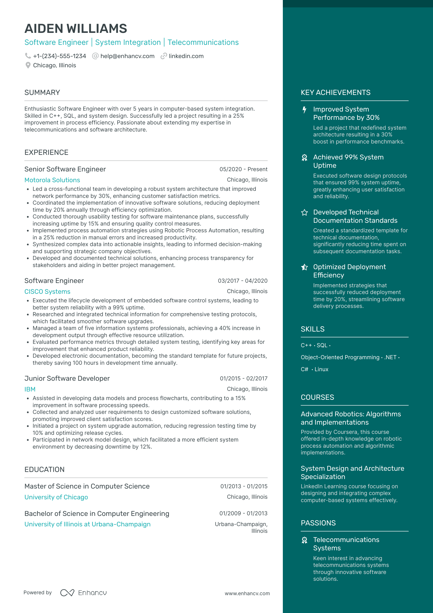 Embedded Systems Programmer Resume Example