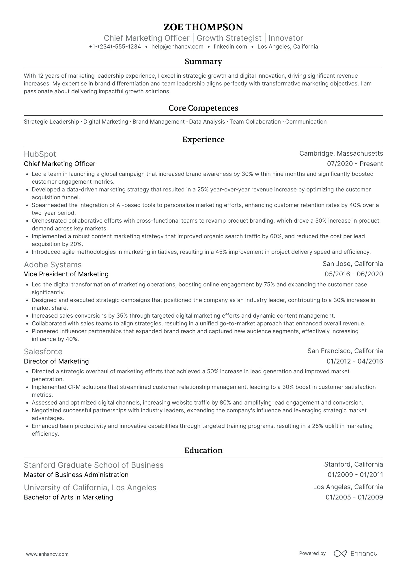Chief Communications Officer for Non Profit Organizations Resume Example