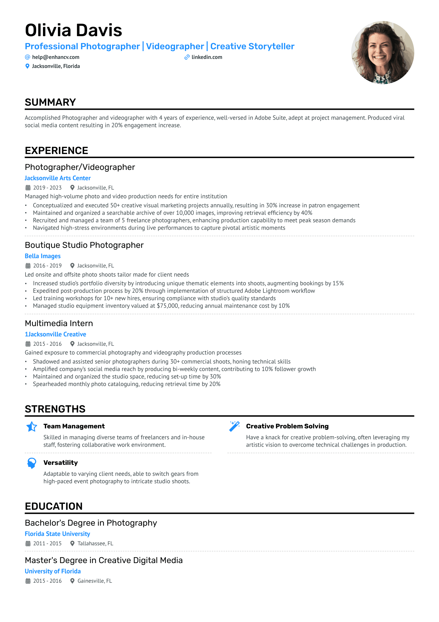 Photographer Videographer Resume Example