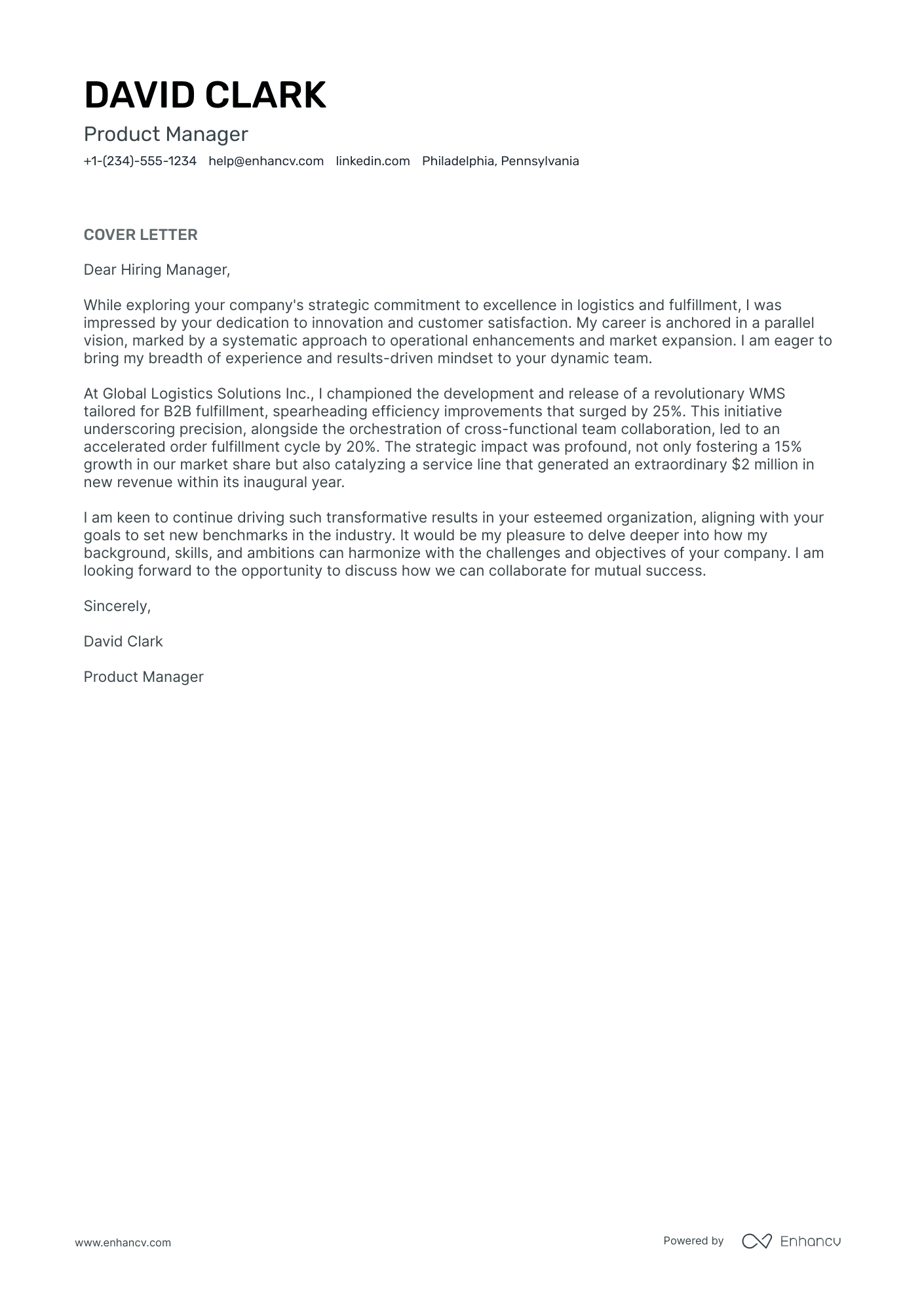 B2B Product Manager Resume Example