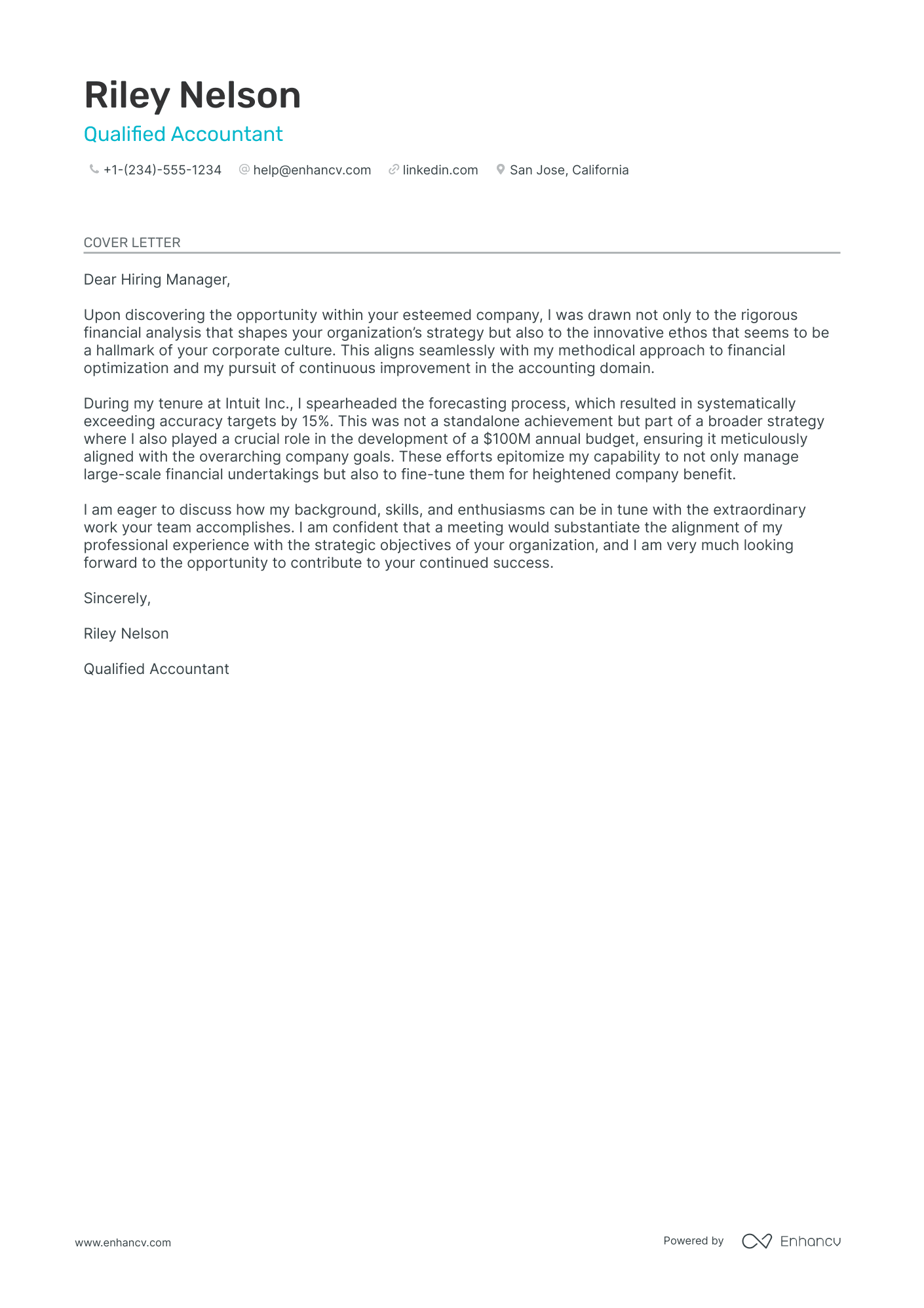 Chartered Financial Analyst Resume Example
