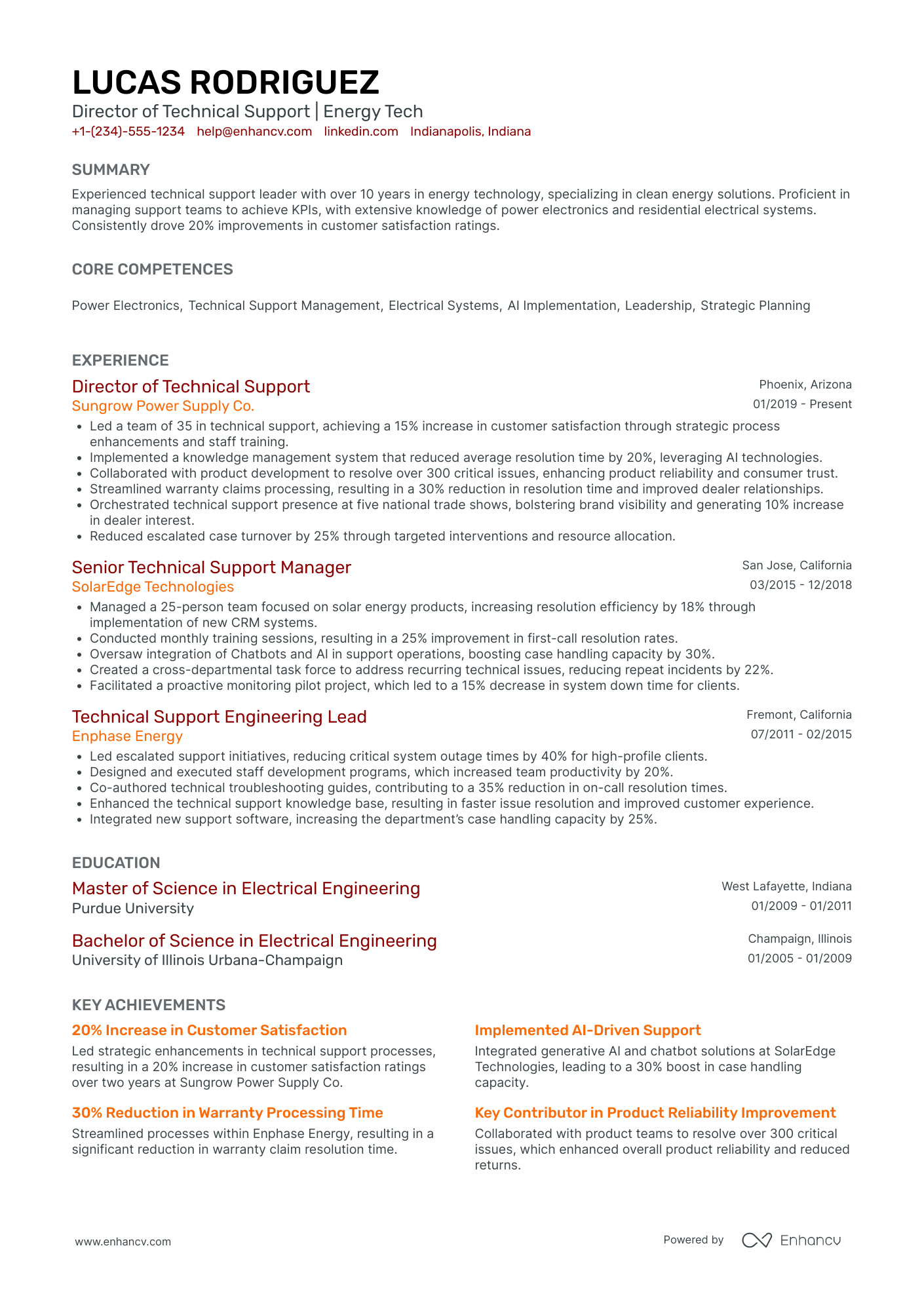 Chief Information Officer in Energy Resume Example