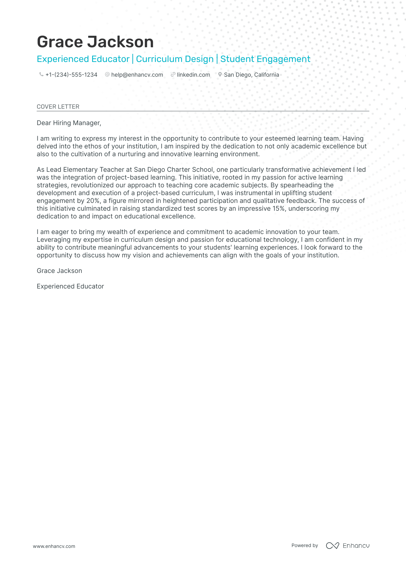 Kindergarten Teacher Resume Example