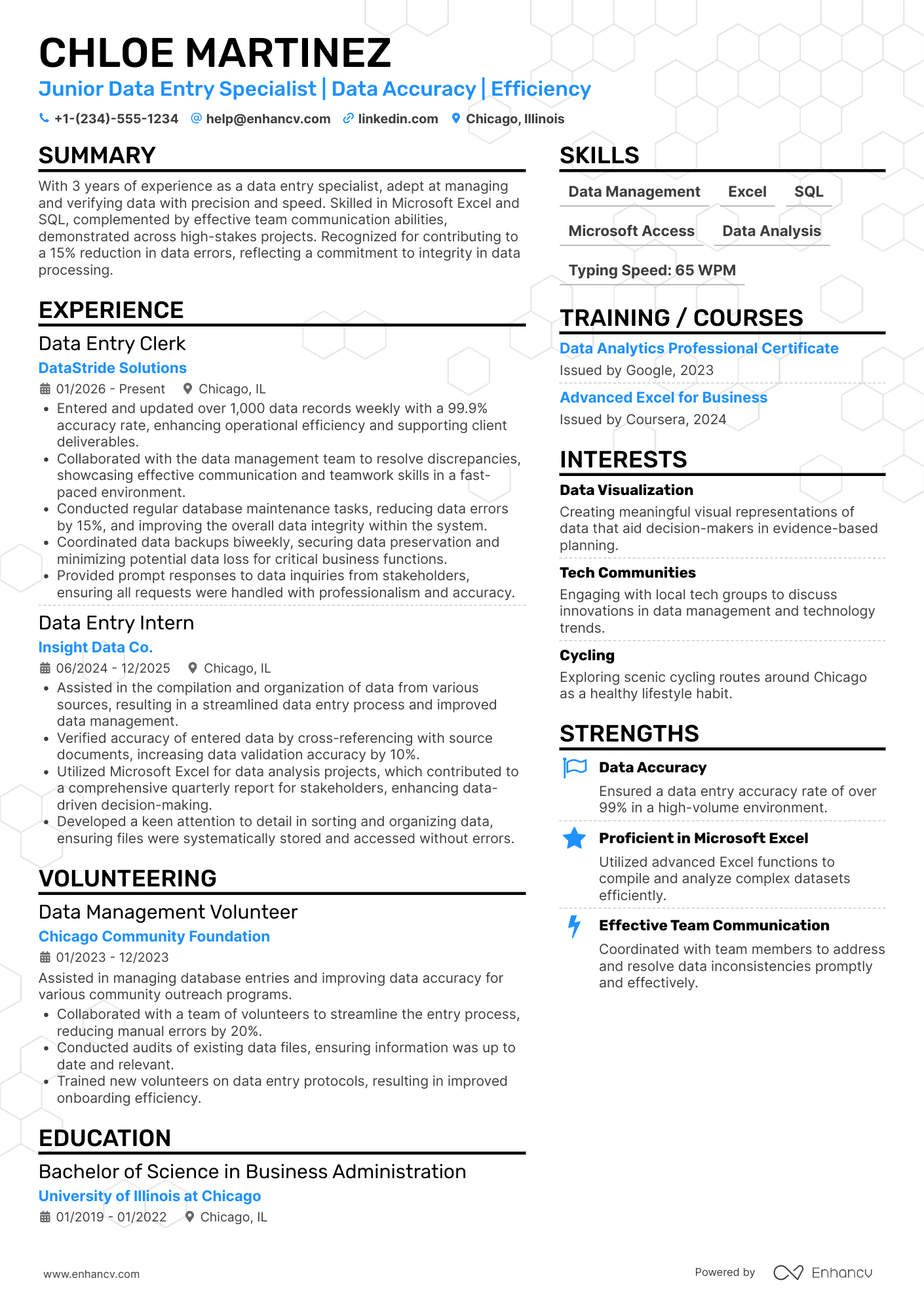 Full Time Data Entry Clerk Resume Example