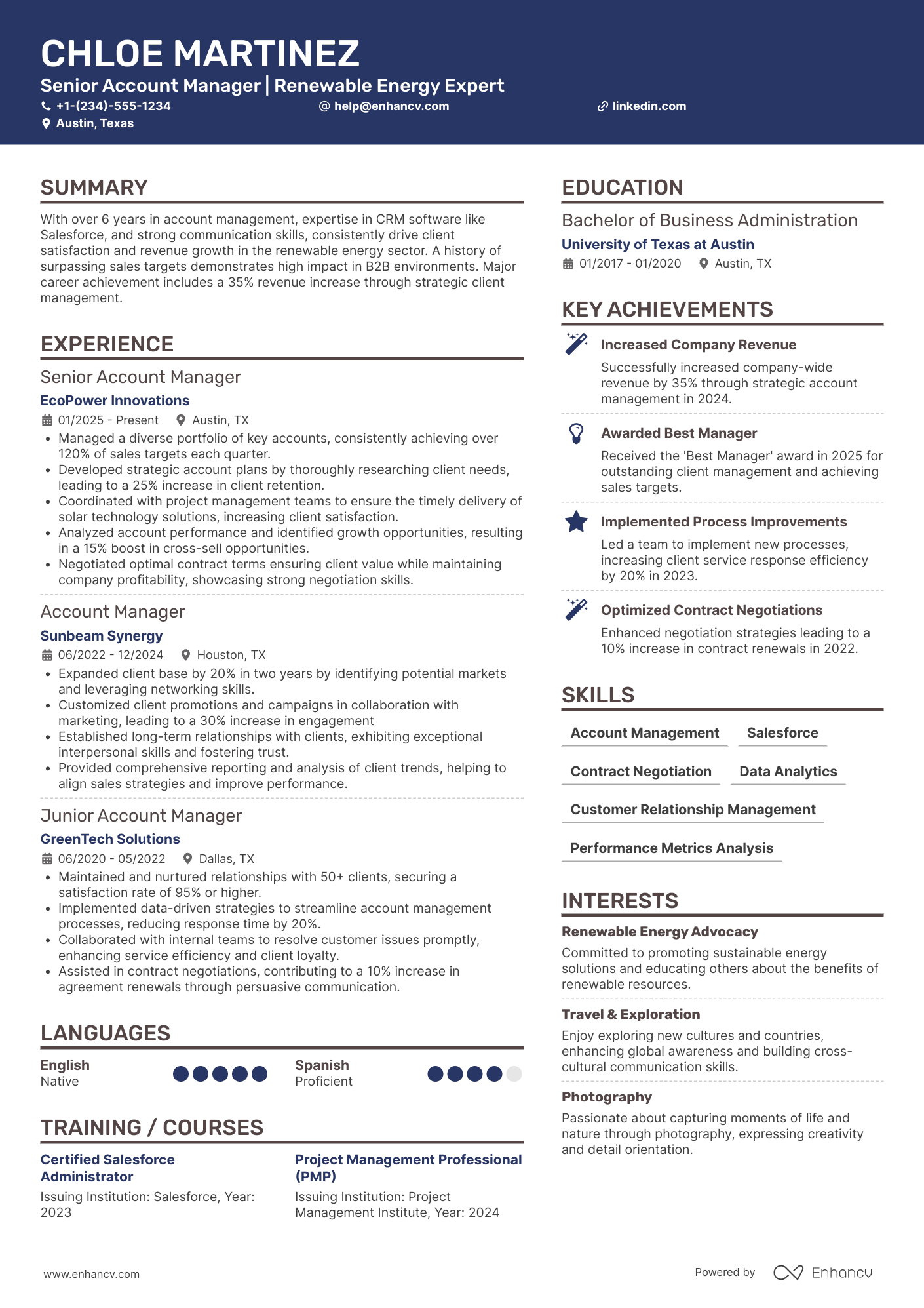 Senior Account Manager Resume Example