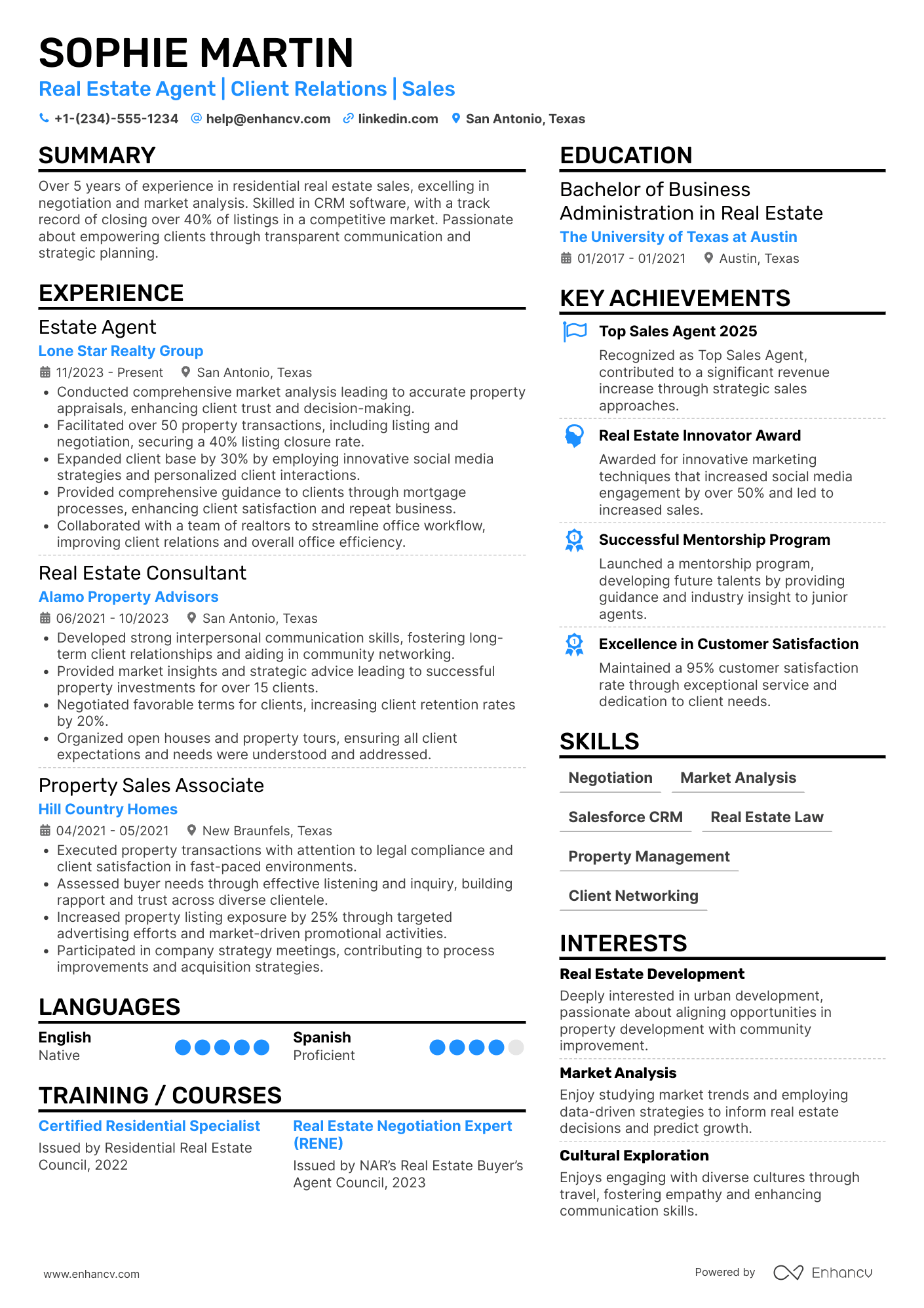 Estate Agent Resume Example
