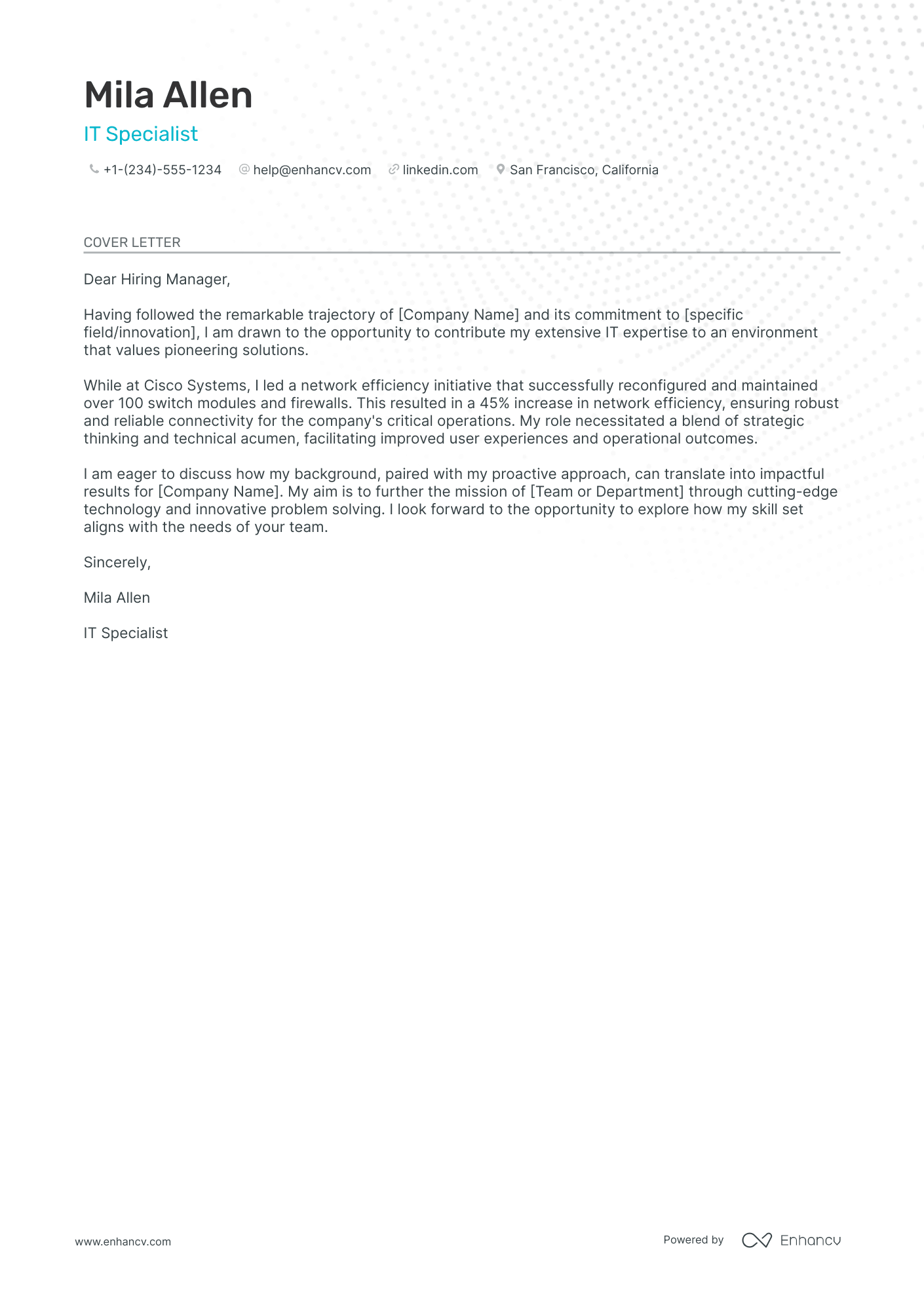IT System Administrator Resume Example