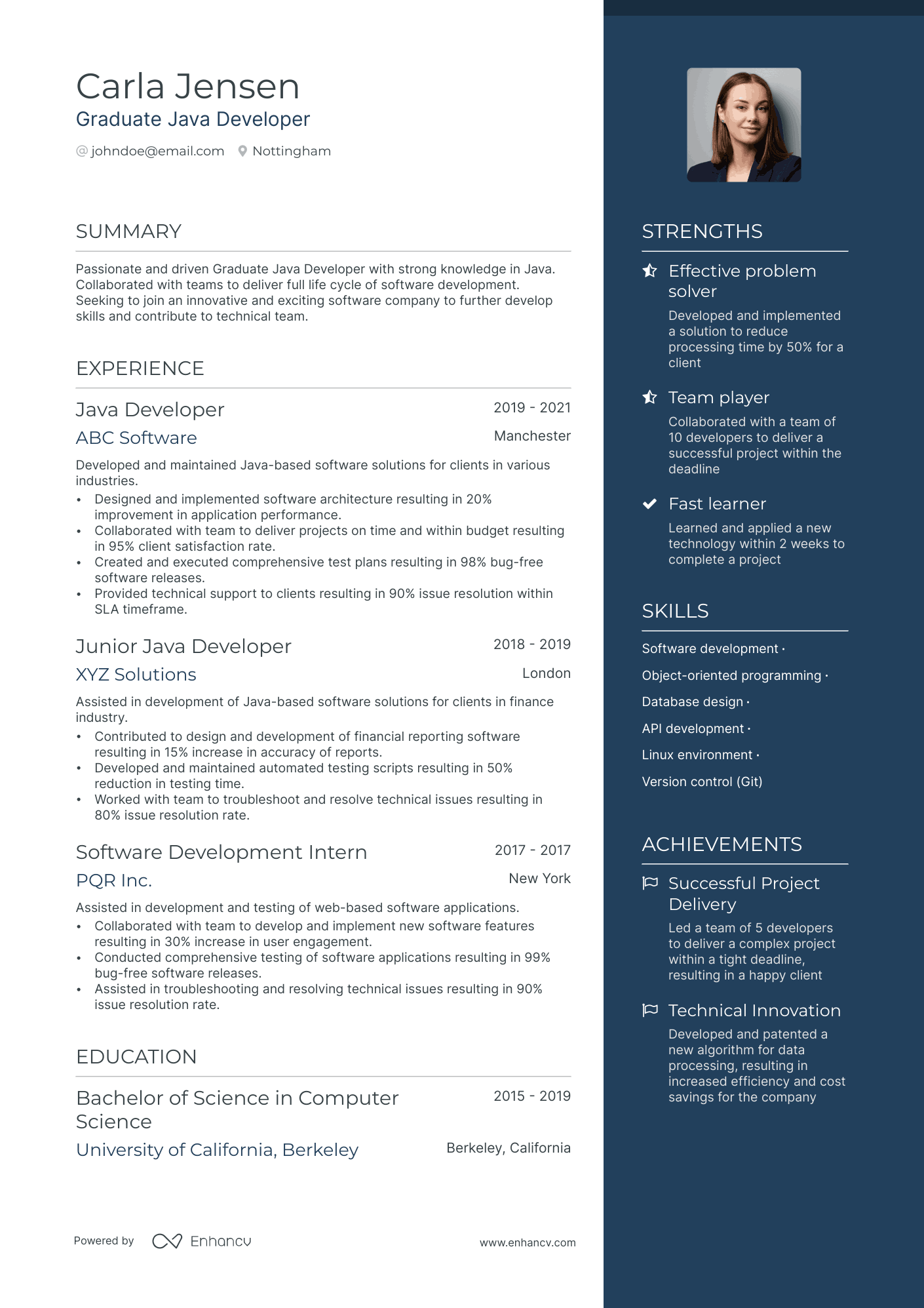Java Software Developer Resume Example