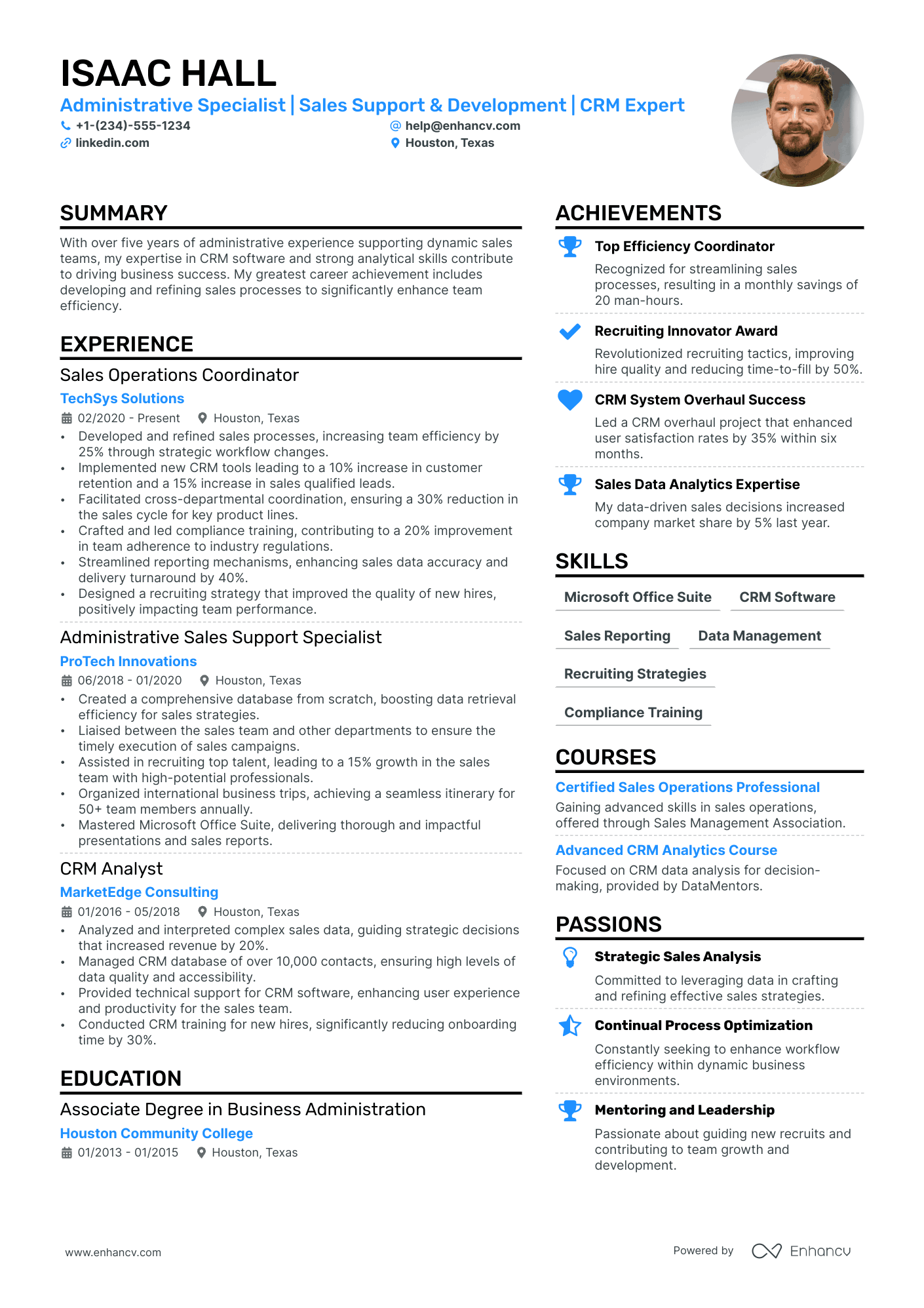 Sales Administrative Assistant Resume Example