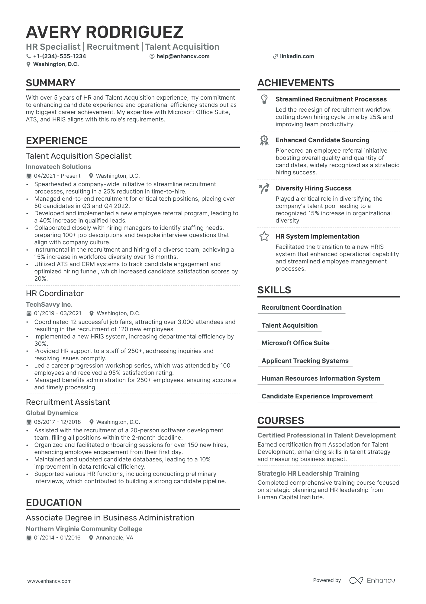 Recruiting Coordinator Resume Example