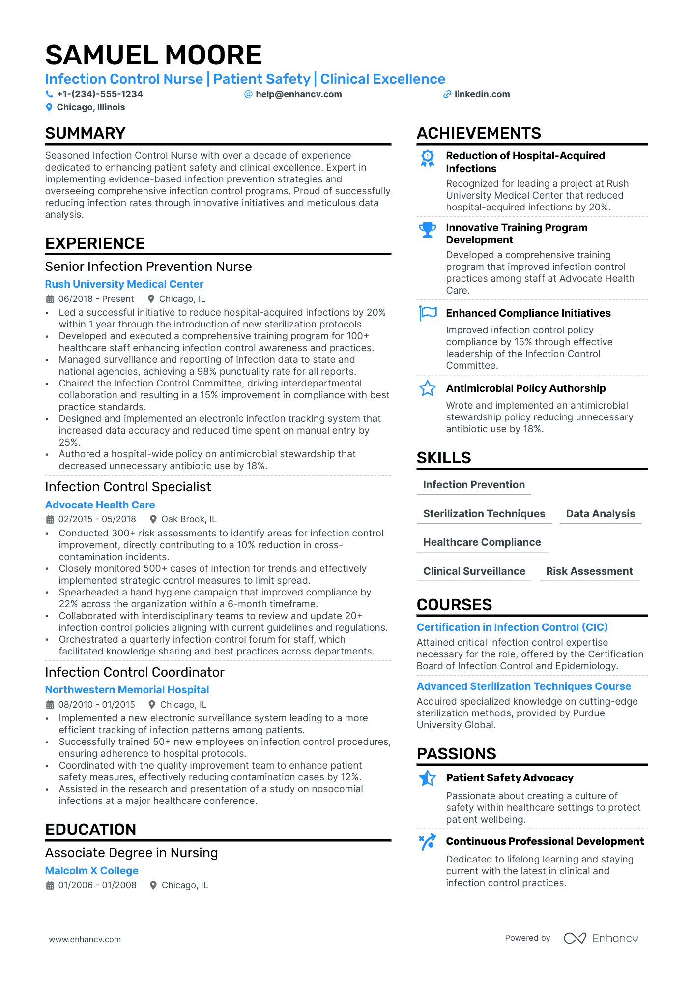 Infection Control Nurse Resume Example