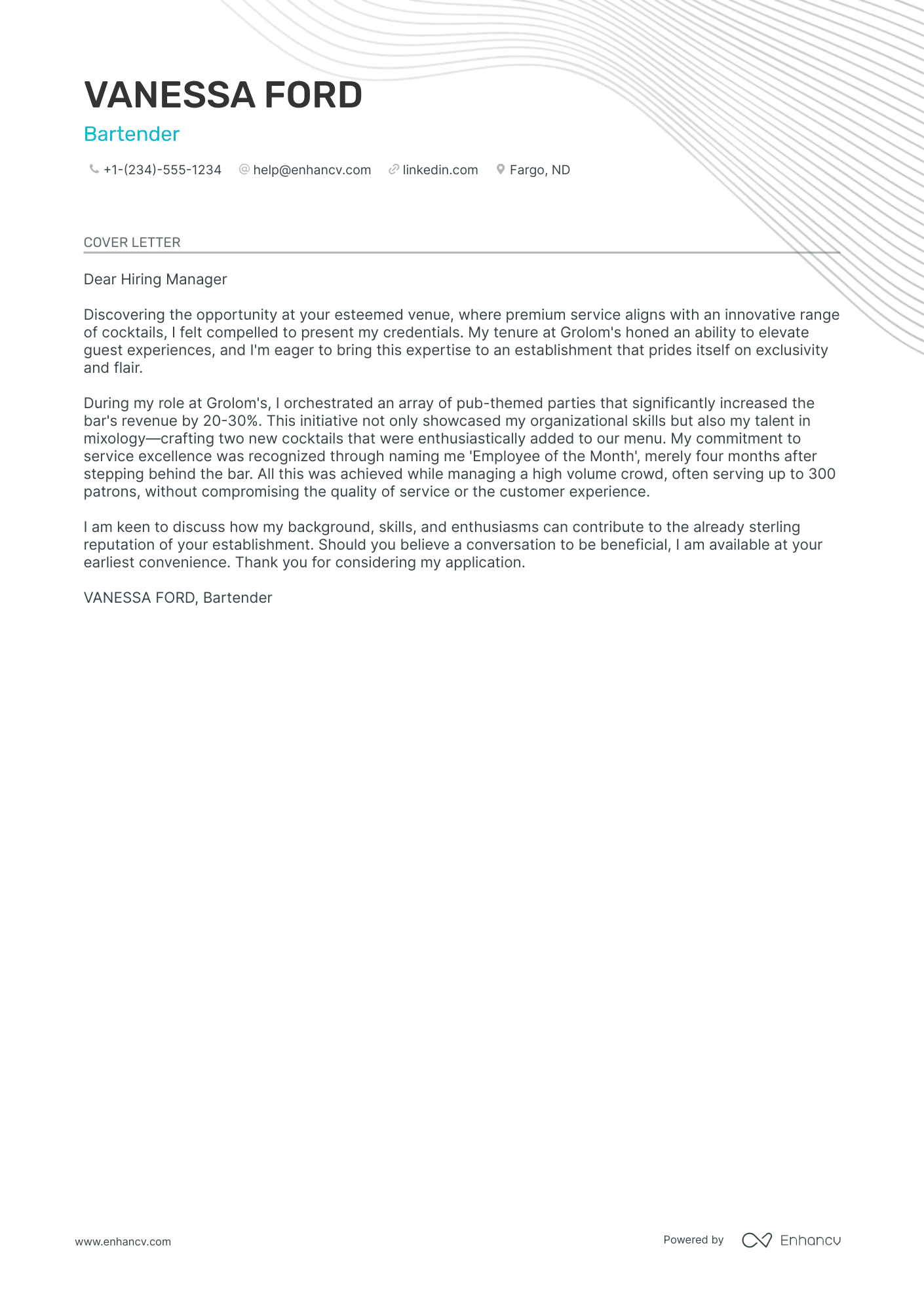 Bartender Mixologist Resume Example