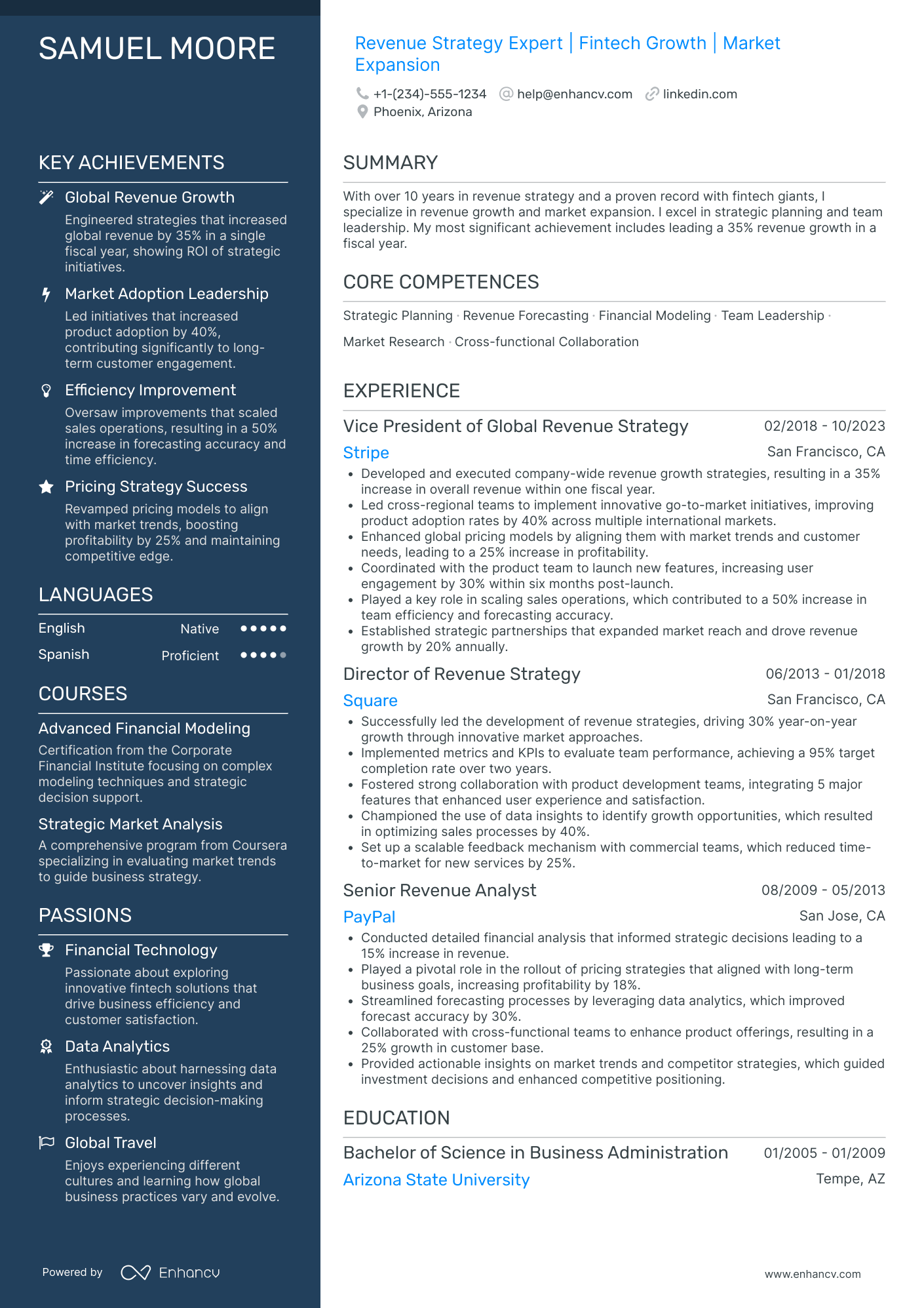 Chief Revenue Strategy Officer Resume Example