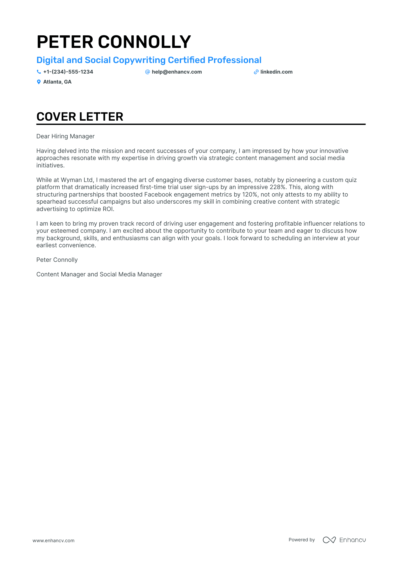 Senior Social Media Manager Resume Example
