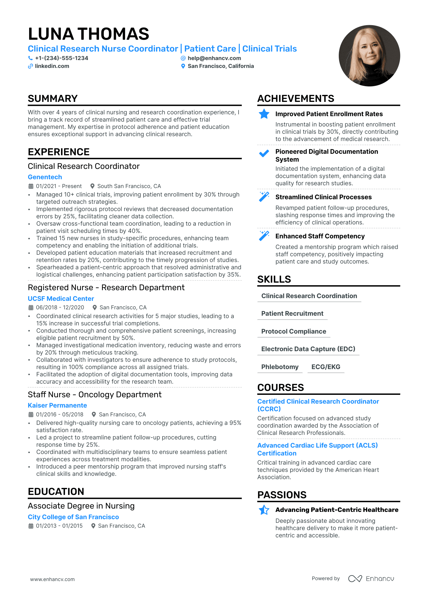 Clinical Research Nurse Resume Example