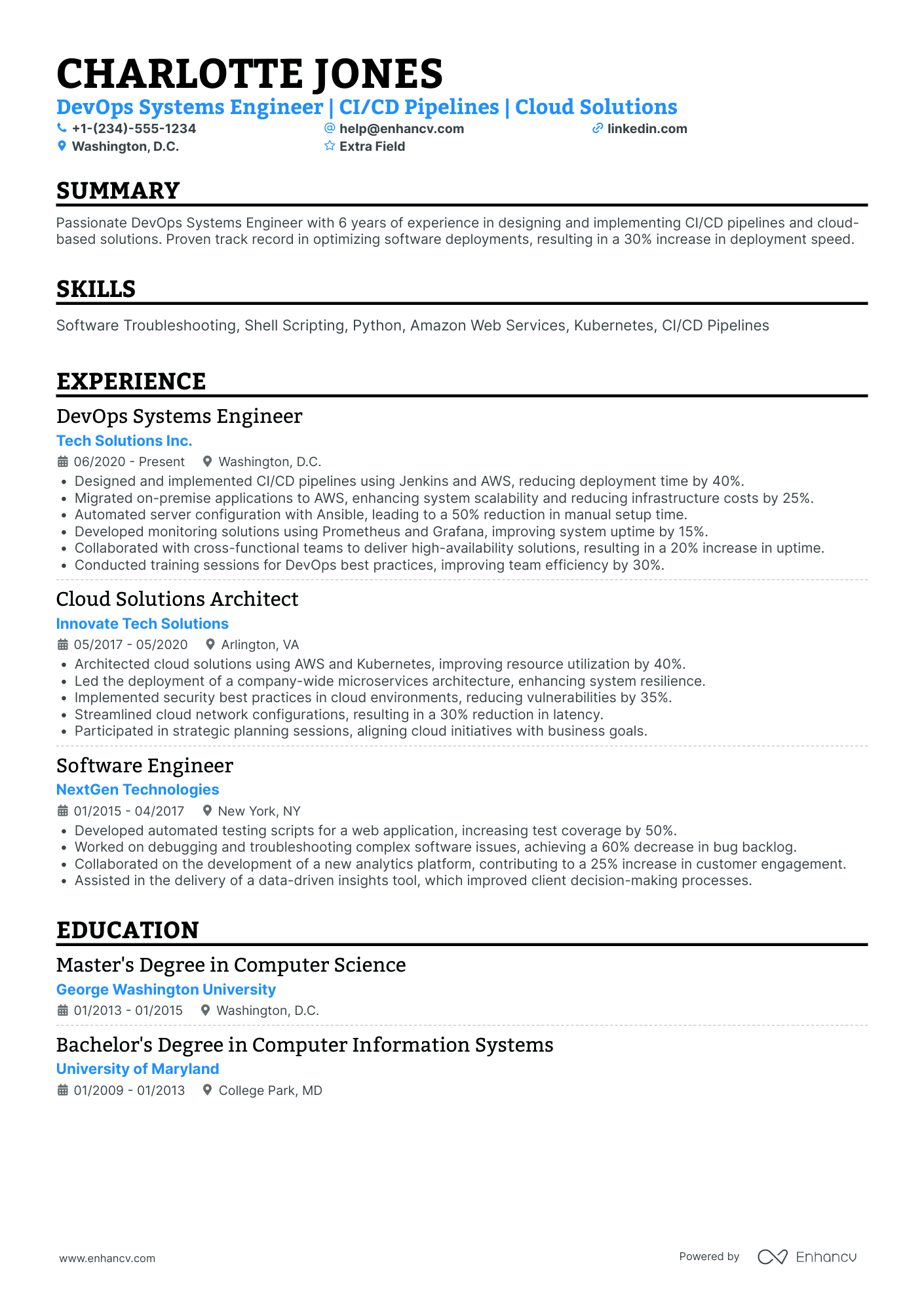 Microservices DevOps Engineer Resume Example