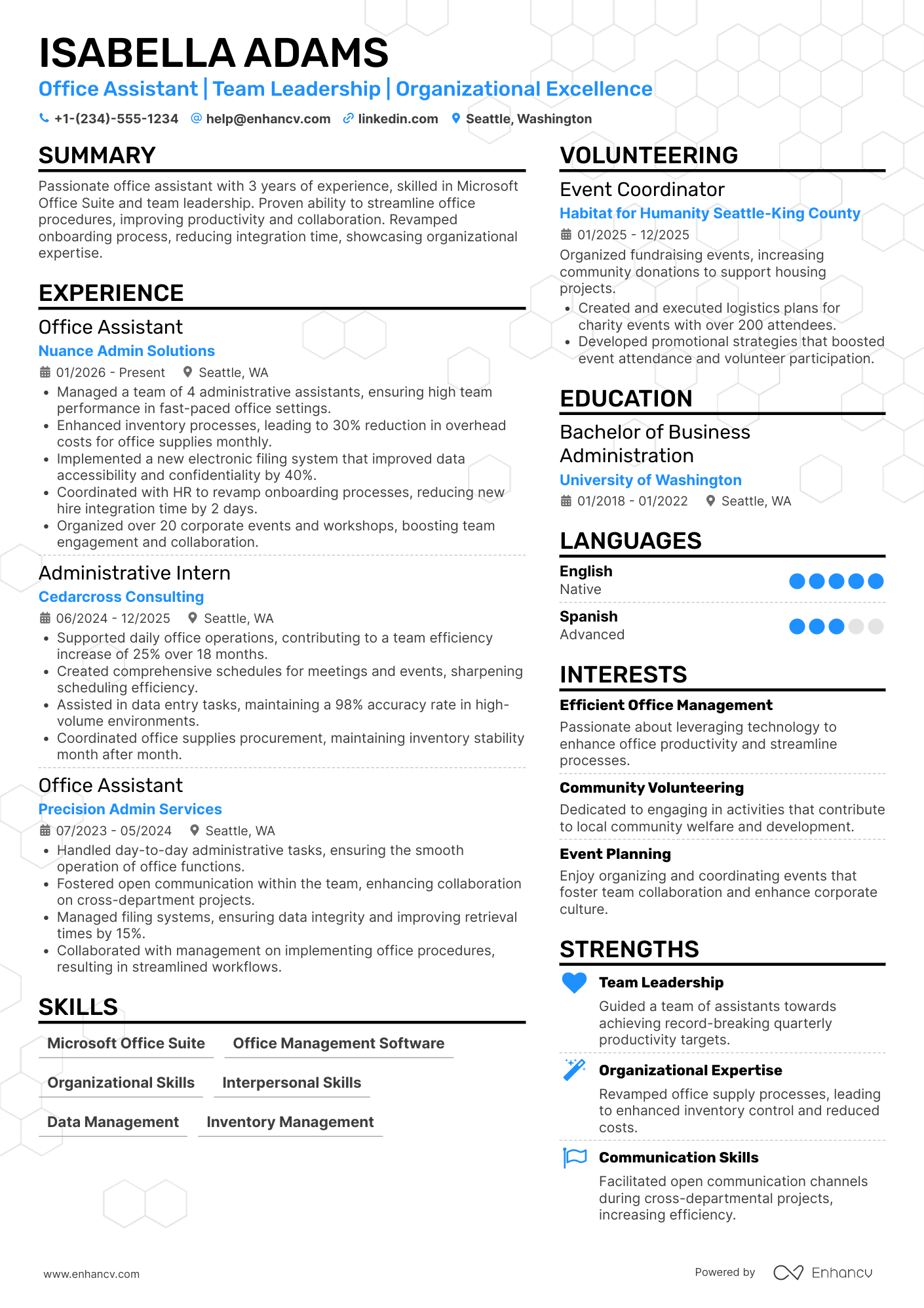 Office Assistant Team Lead Resume Example