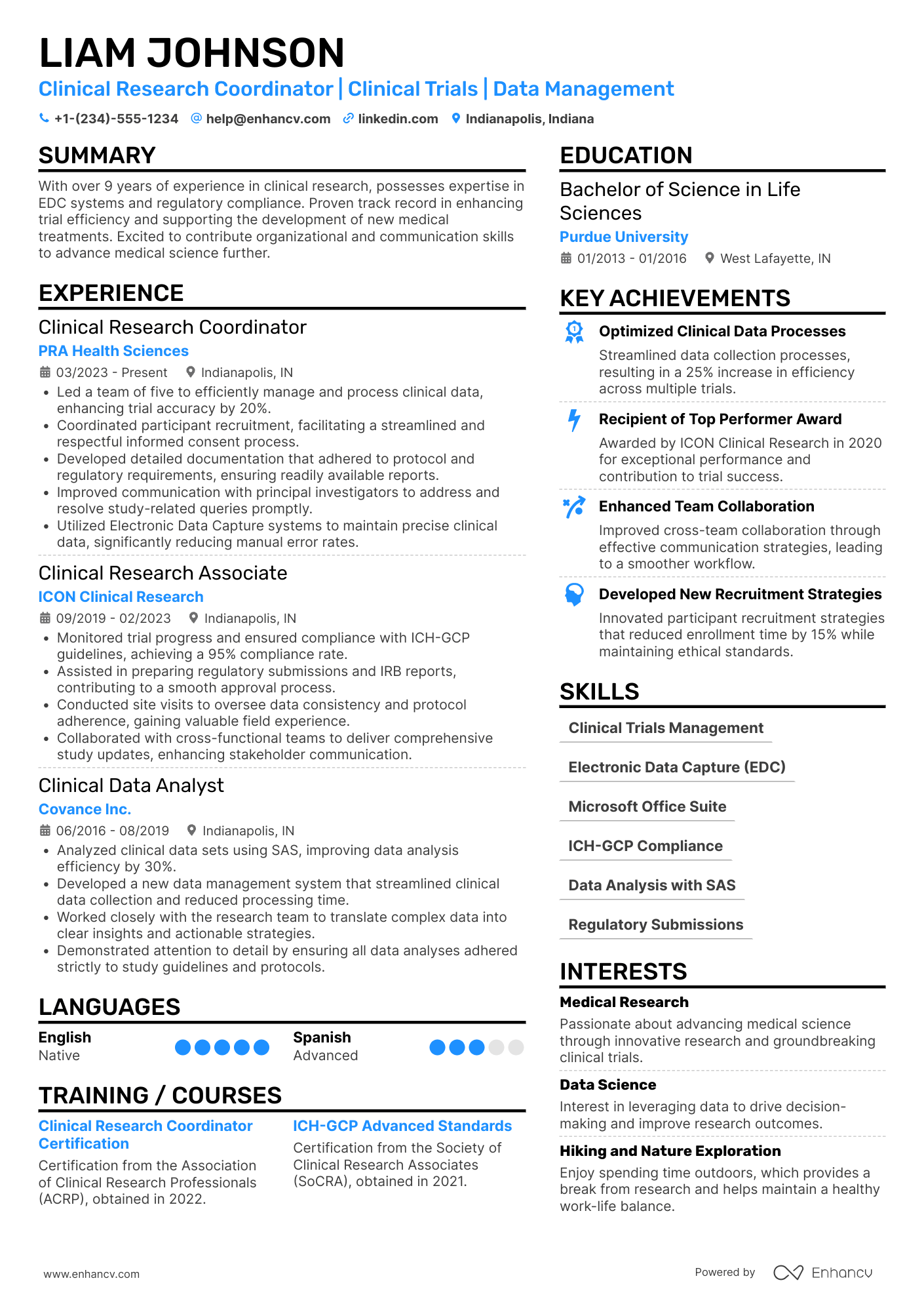 Clinical Research Assistant Resume Example