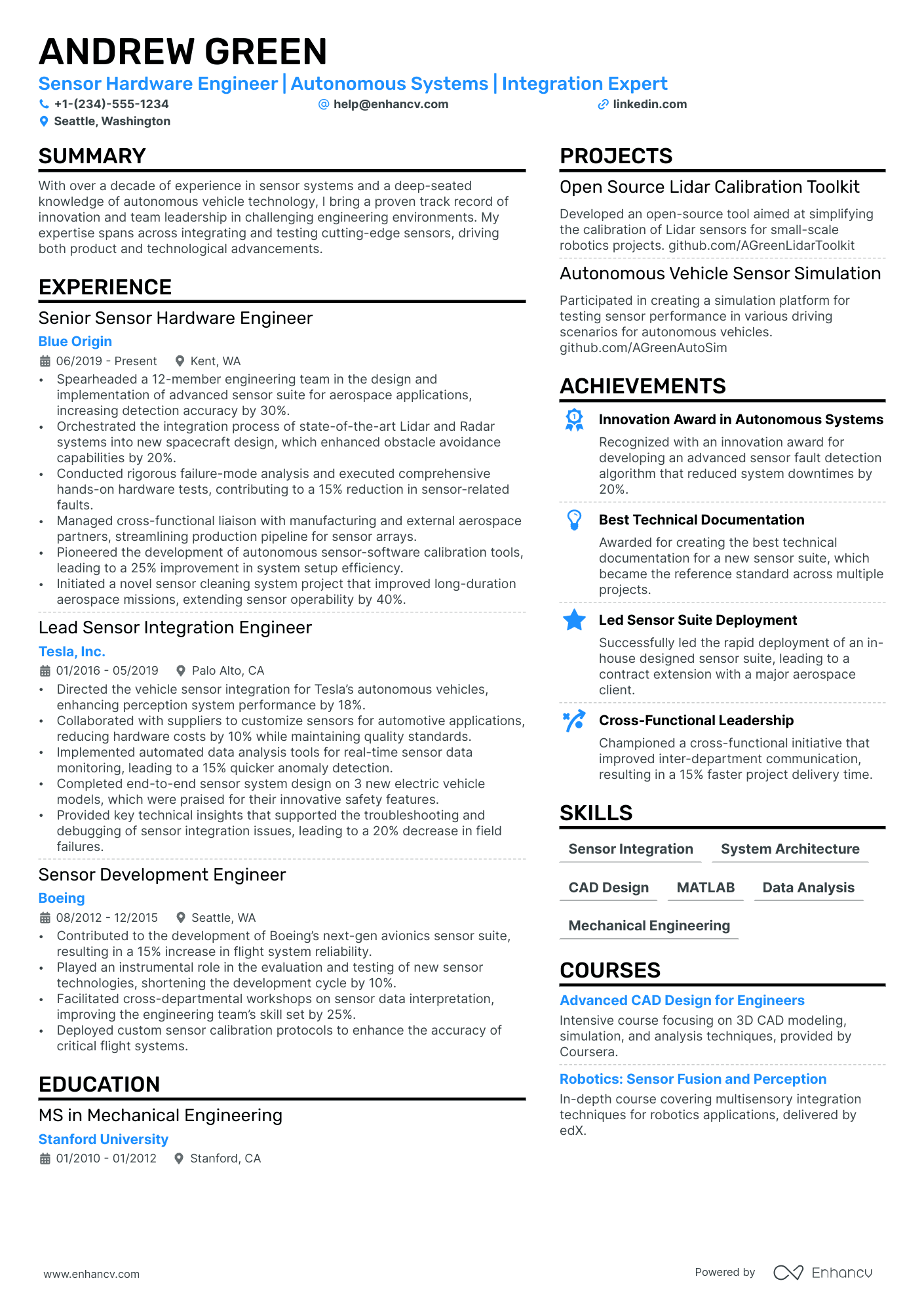 Hardware Engineer Resume Example
