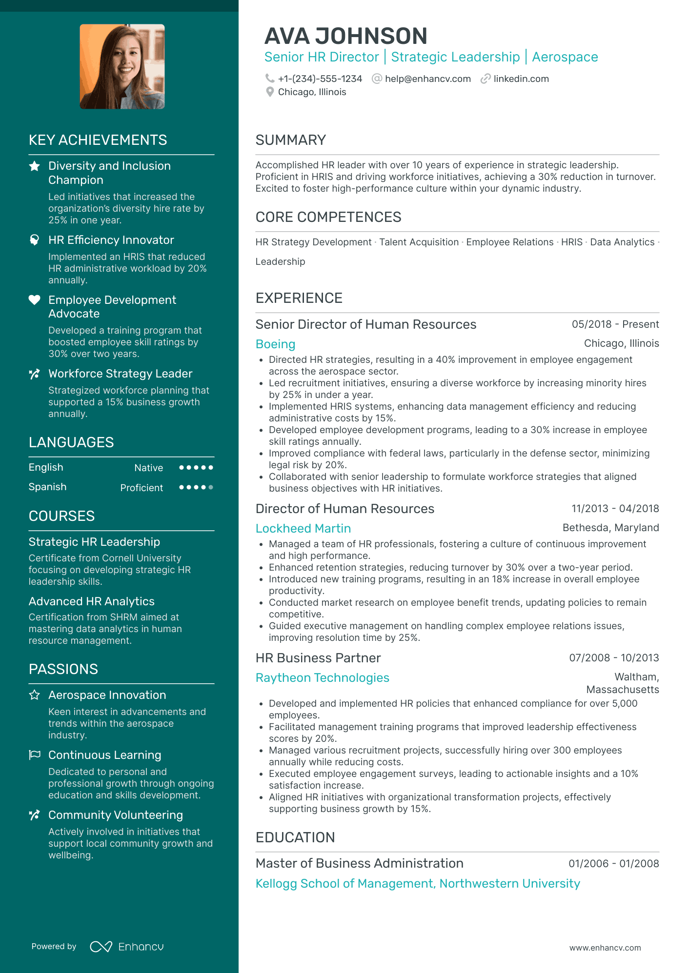 Chief Executive Officer in Aerospace and Defense Resume Example