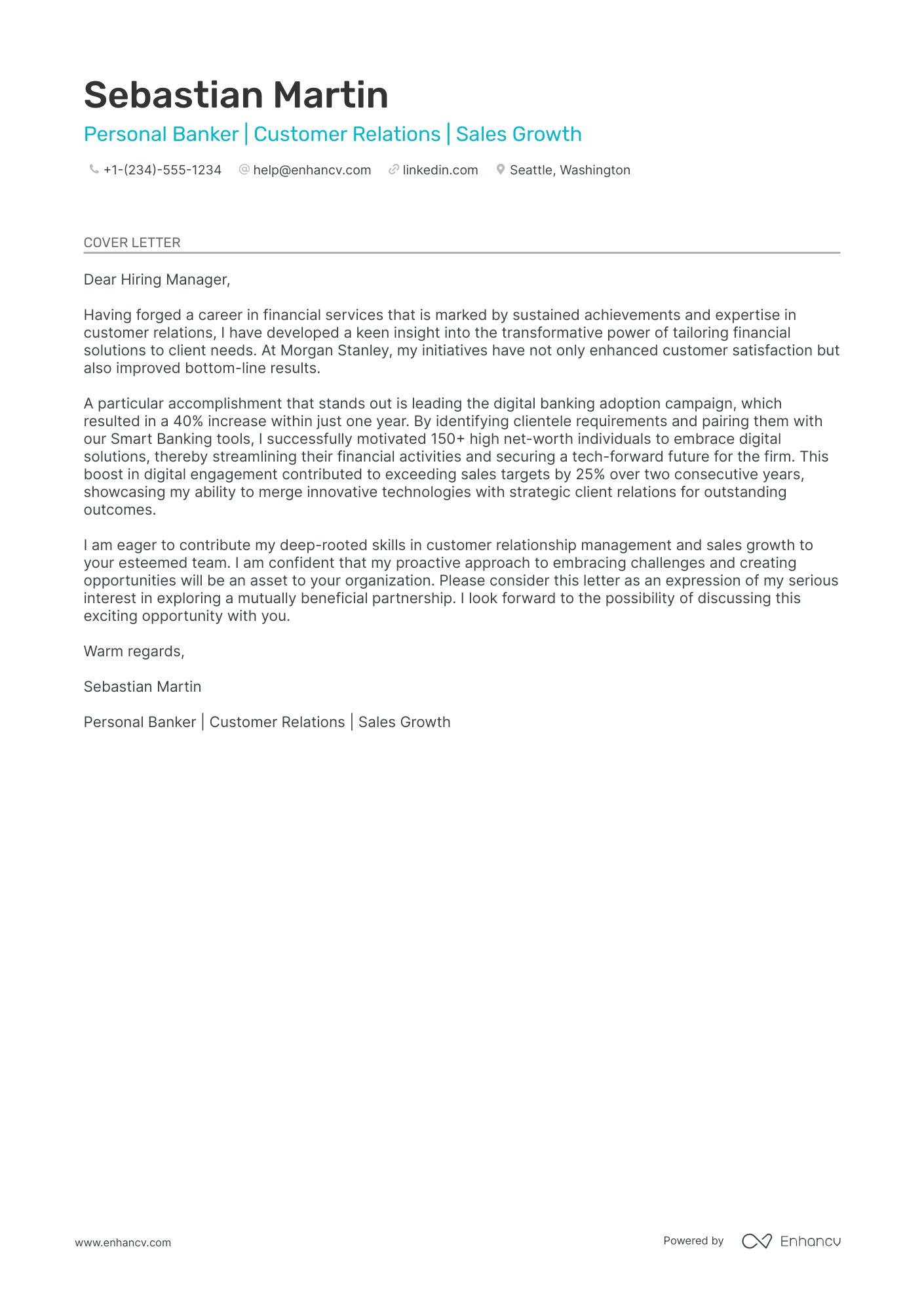 Personal Banker Resume Example