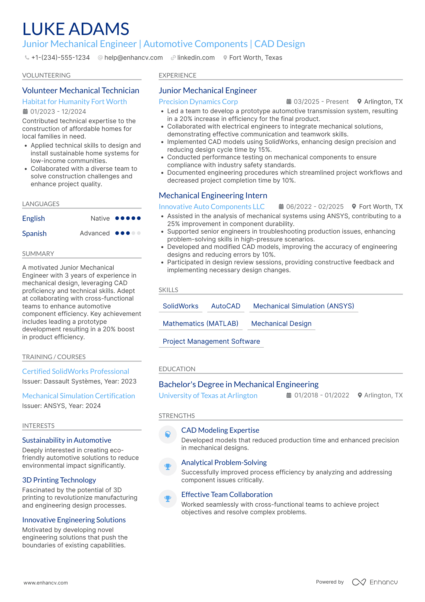 Associate Mechanical Engineer Resume Example