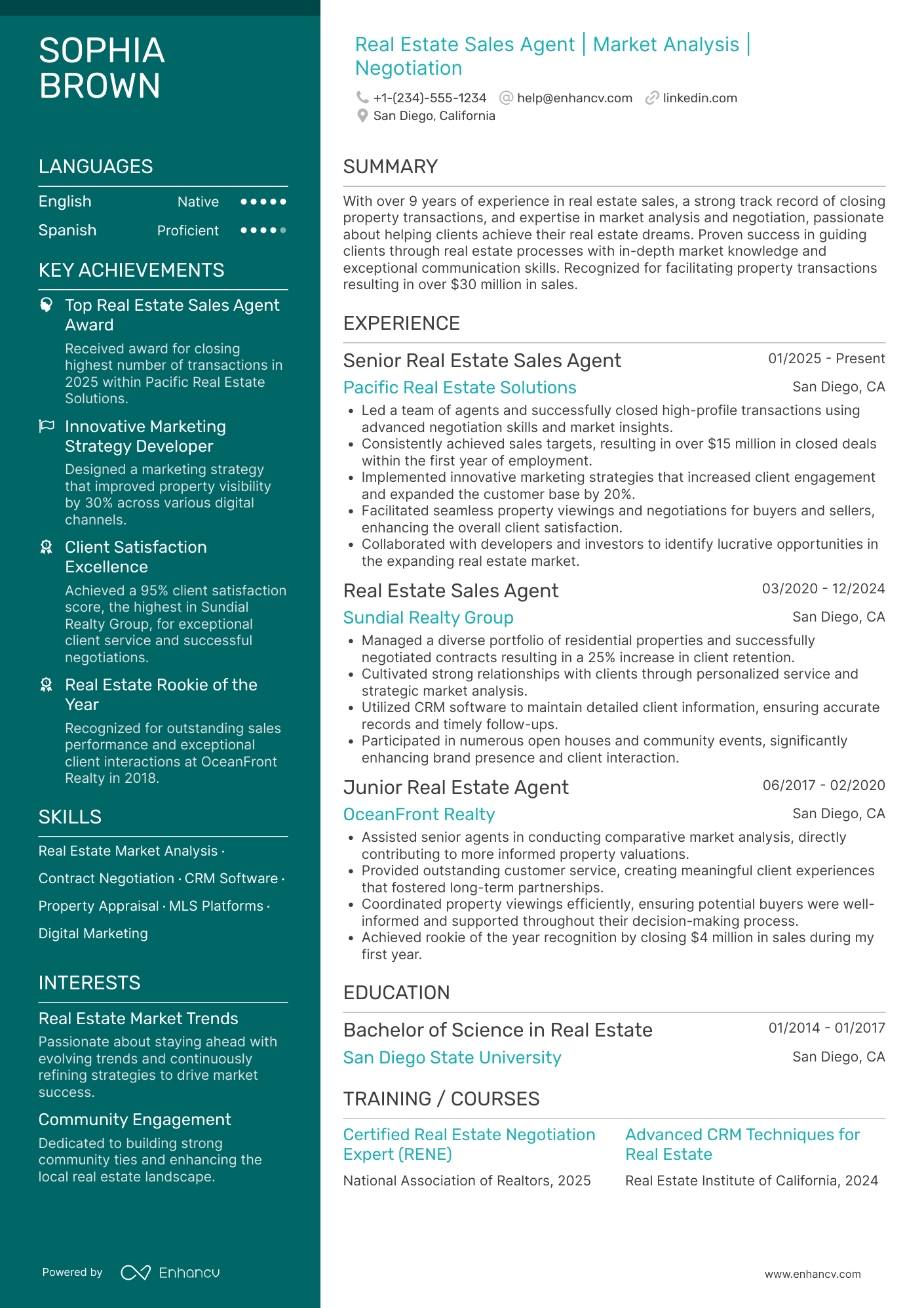 Real Estate Sales Resume Example