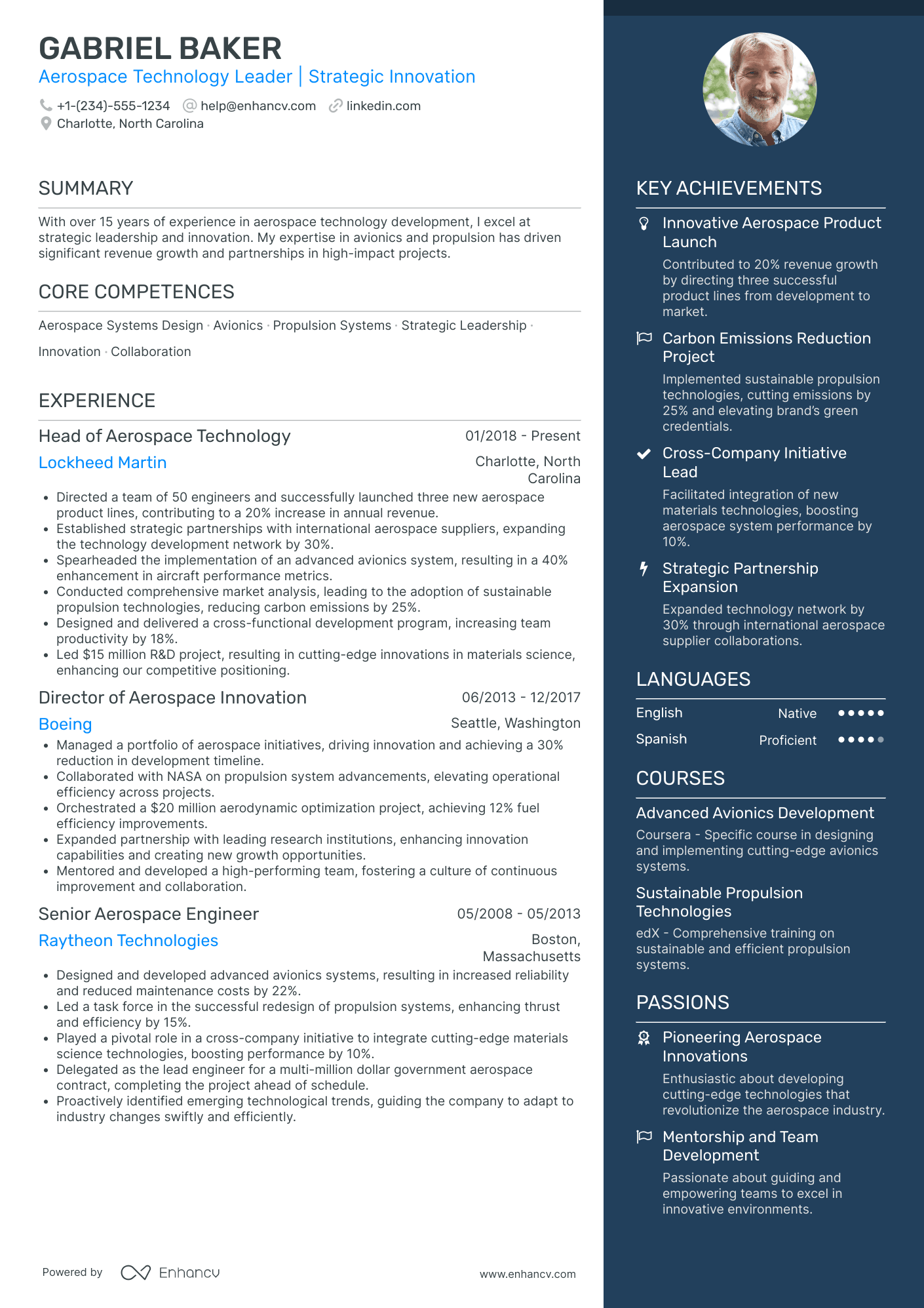 Chief Information Officer in Aerospace Resume Example