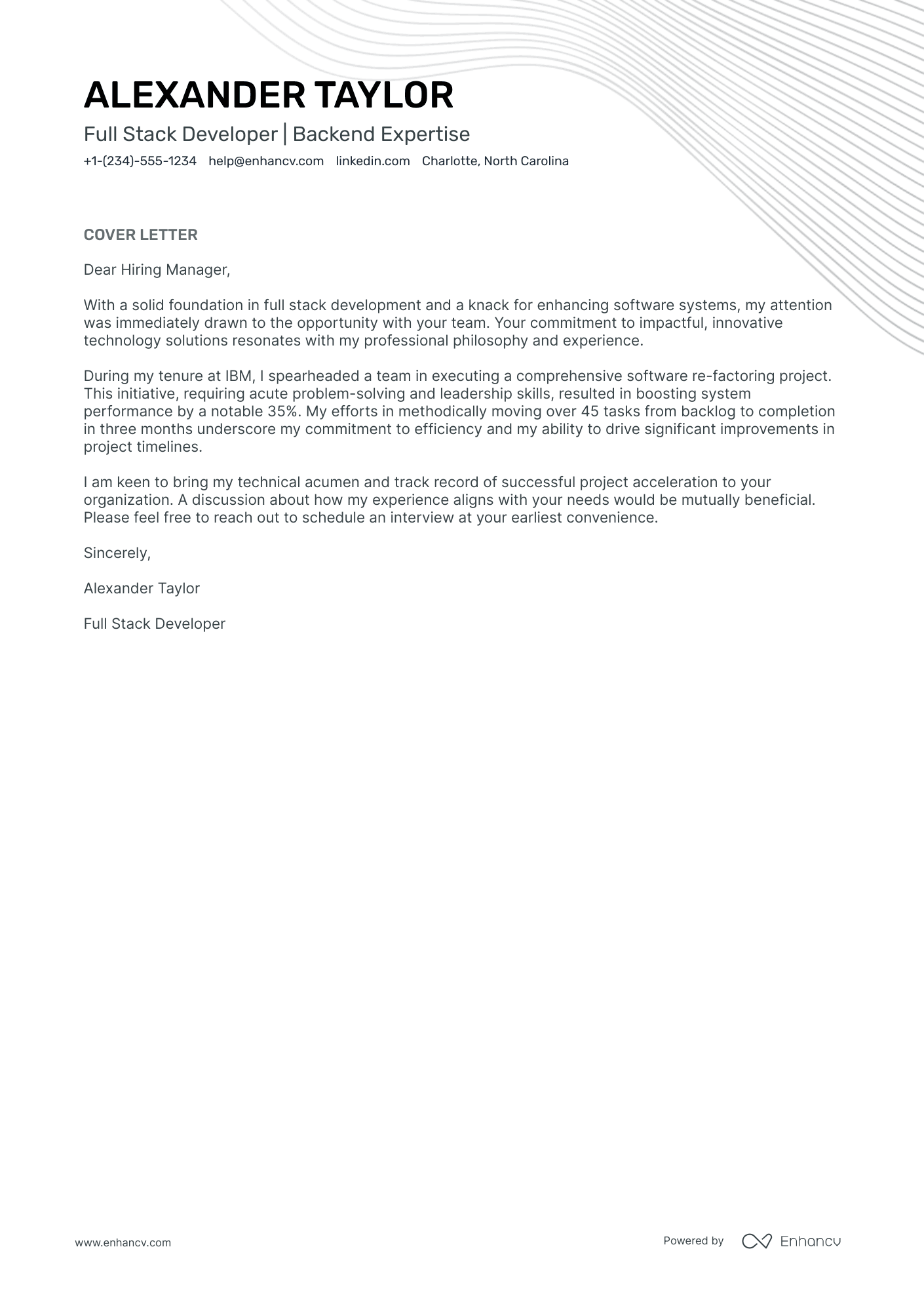 Full Stack Web Developer Resume Example