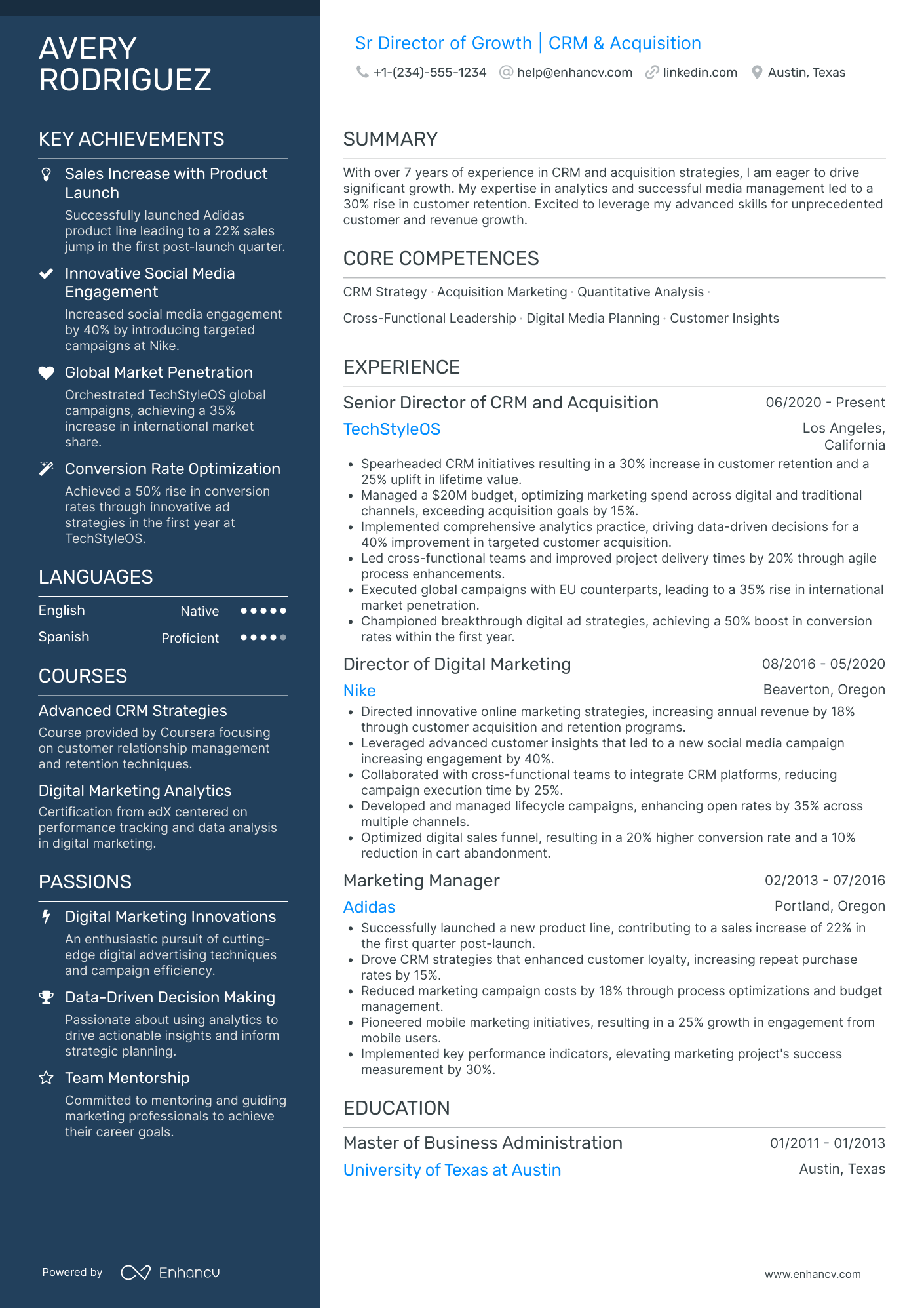 Deputy Chief Growth Officer Resume Example