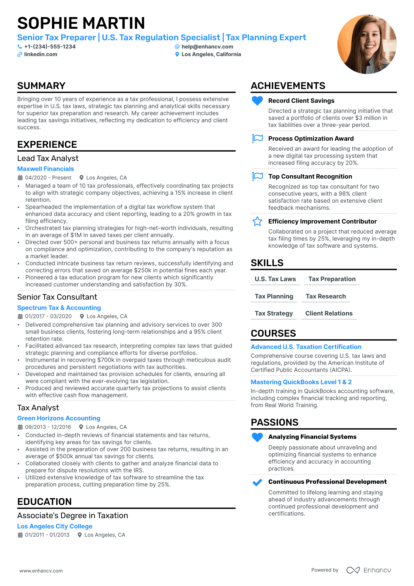 Tax Preparer Resume Example