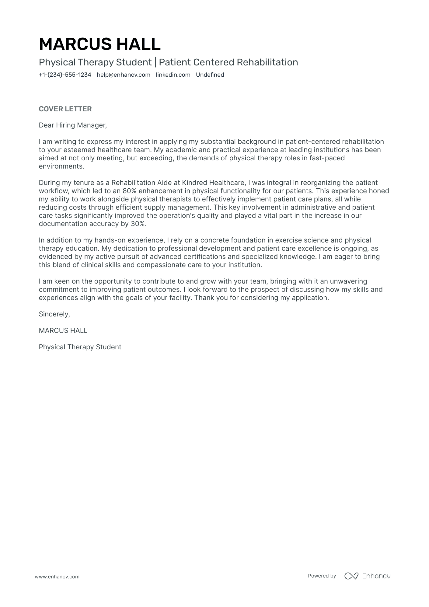 Physical Therapy Student Resume Example