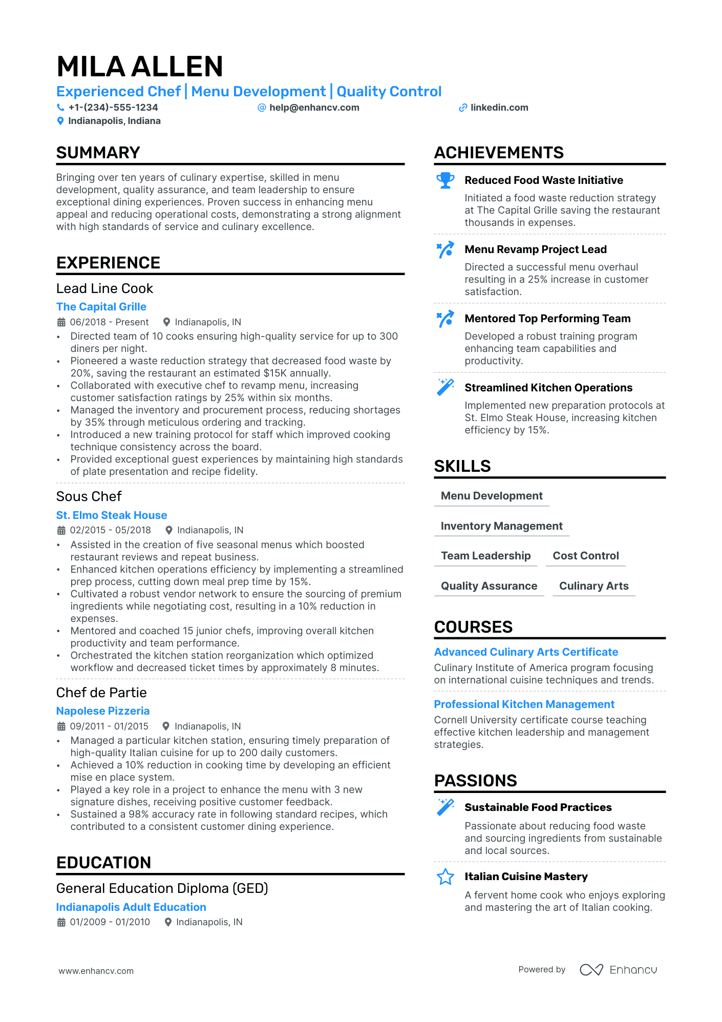 Cook Resume Example