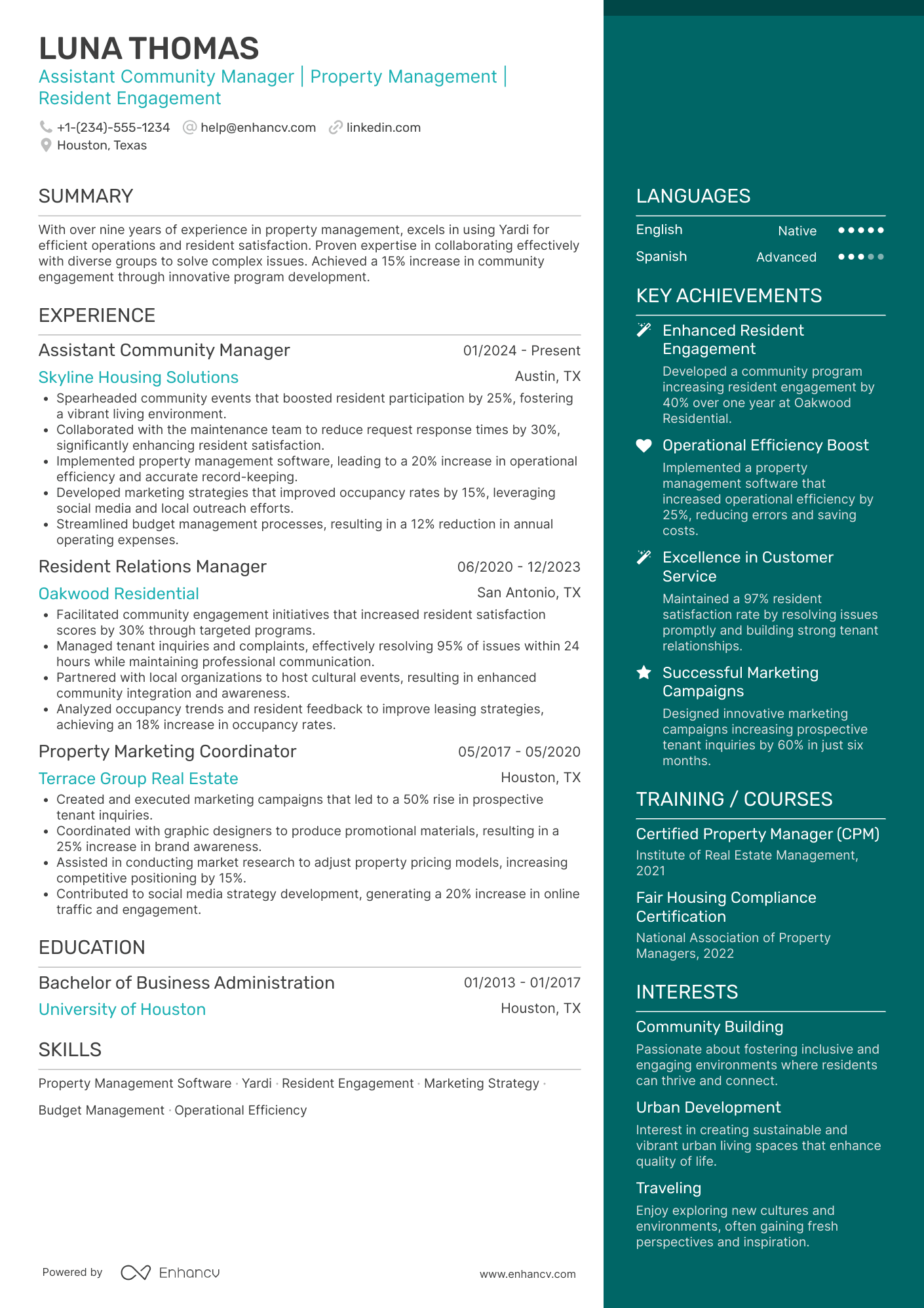 Assistant Community Manager Resume Example