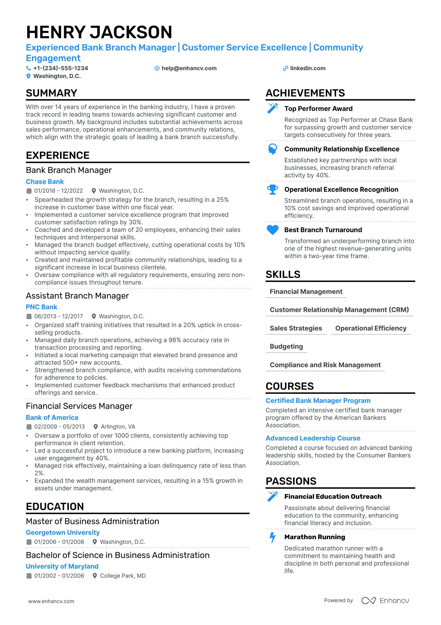 Bank Branch Manager Resume Example