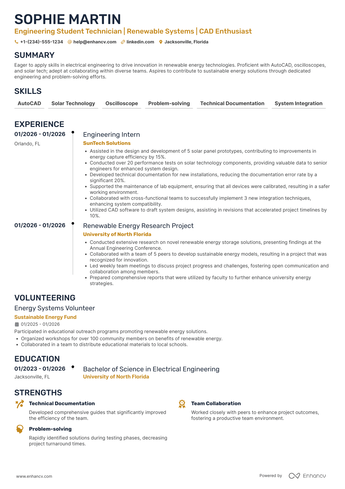 Engineering Student Technician Resume Example