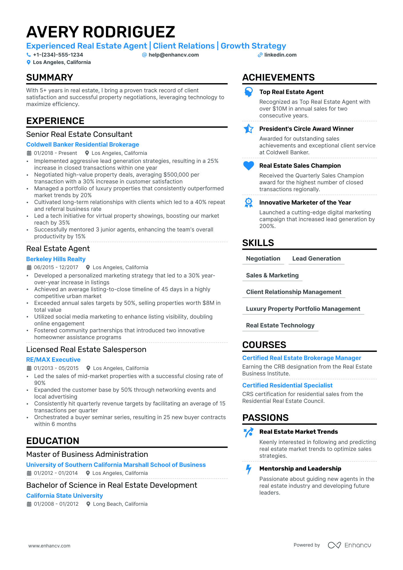 Estate Agent Resume Example