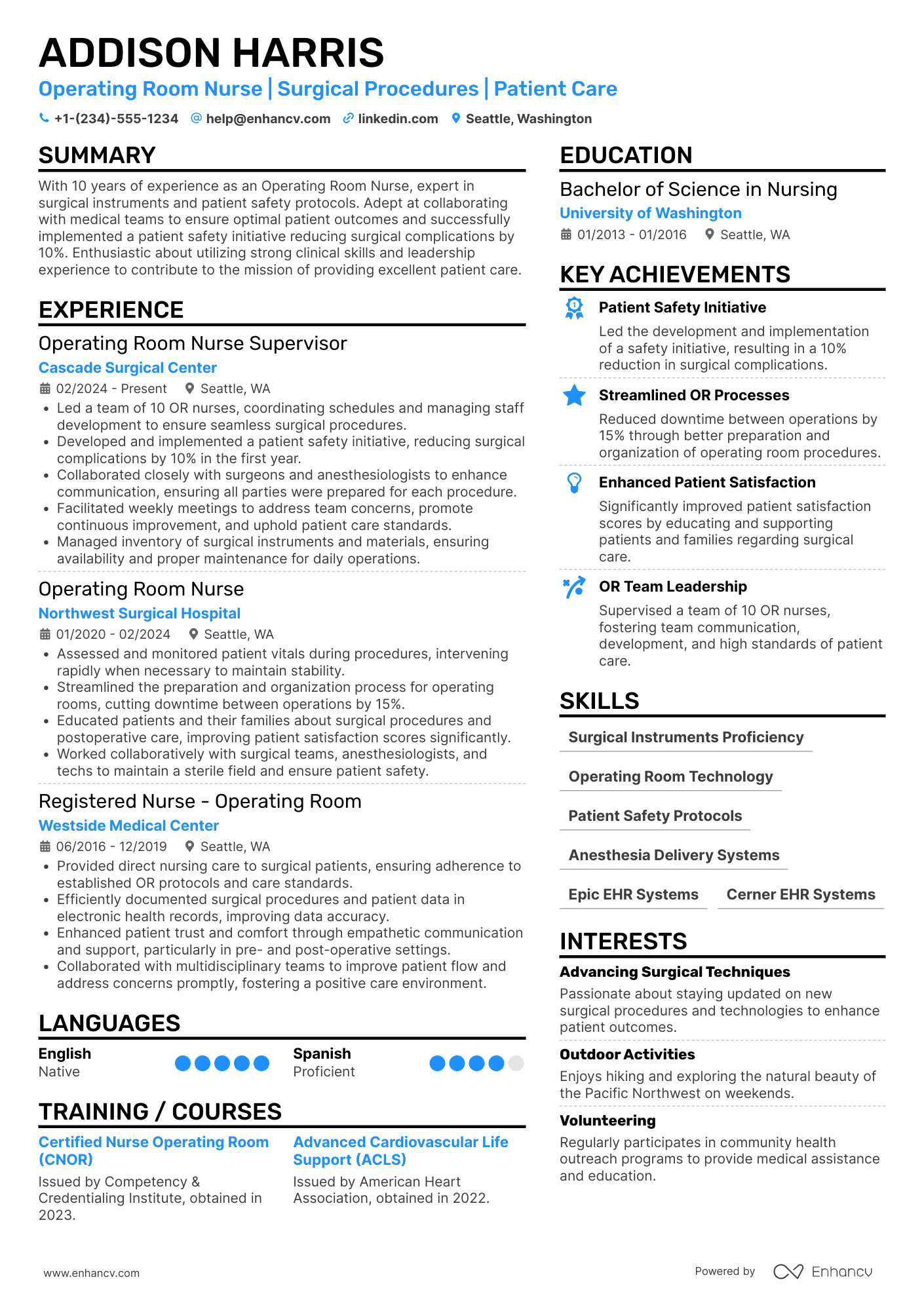 Operating Room Travel Nurse Resume Example