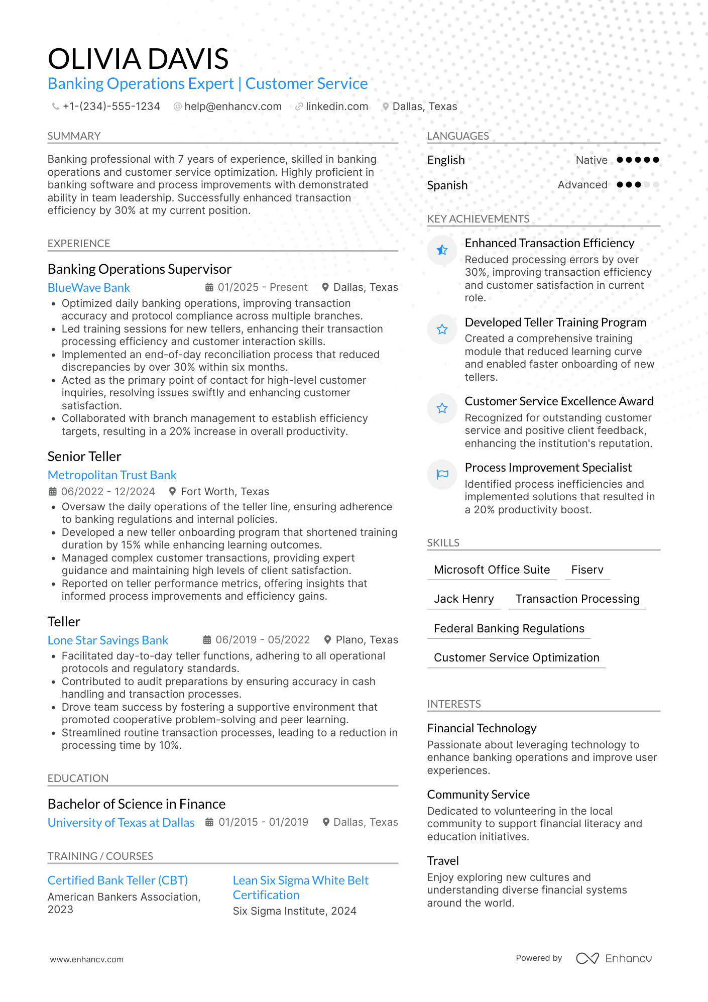 Bank Teller Transaction Coordinator Resume Example