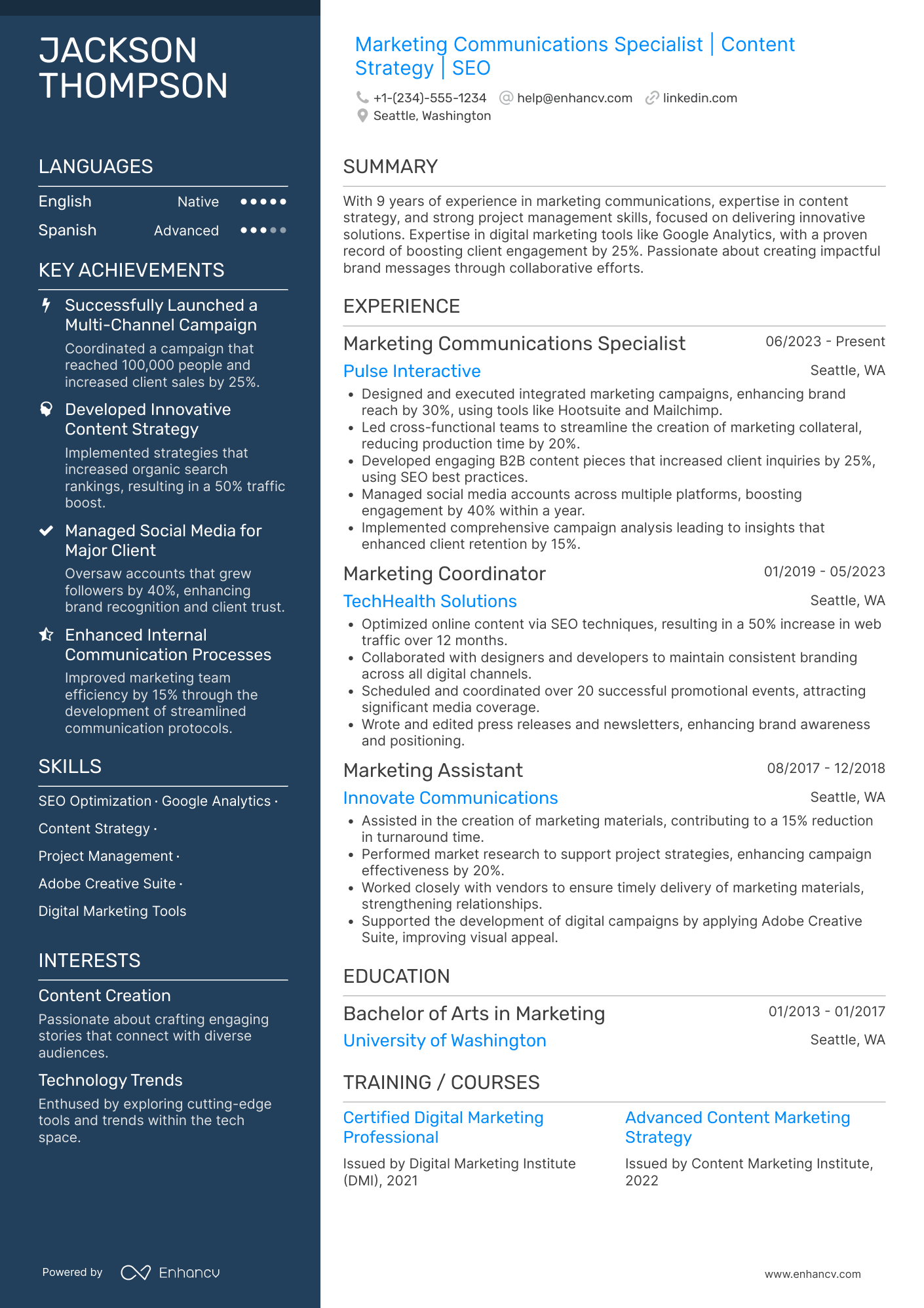 Marketing Communications Coordinator Resume Example