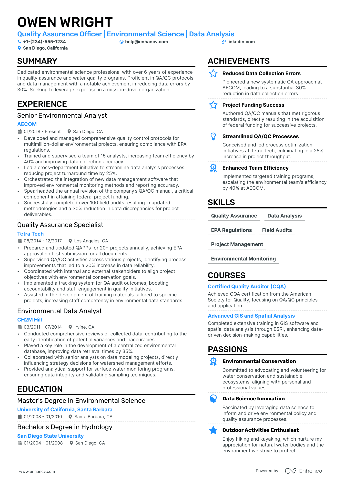Quality Assurance Officer Resume Example