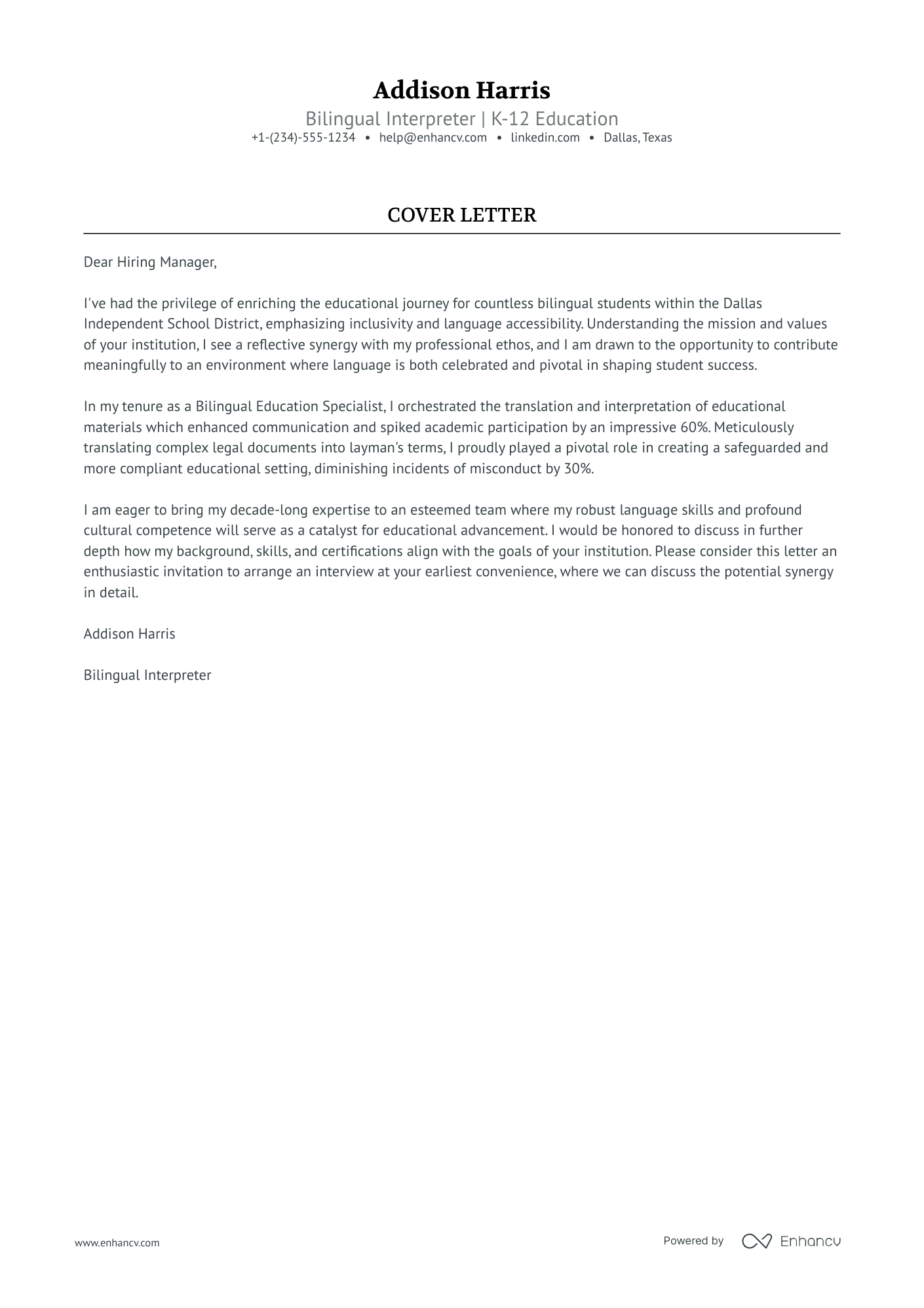 Bilingual Interpreter Resume Example