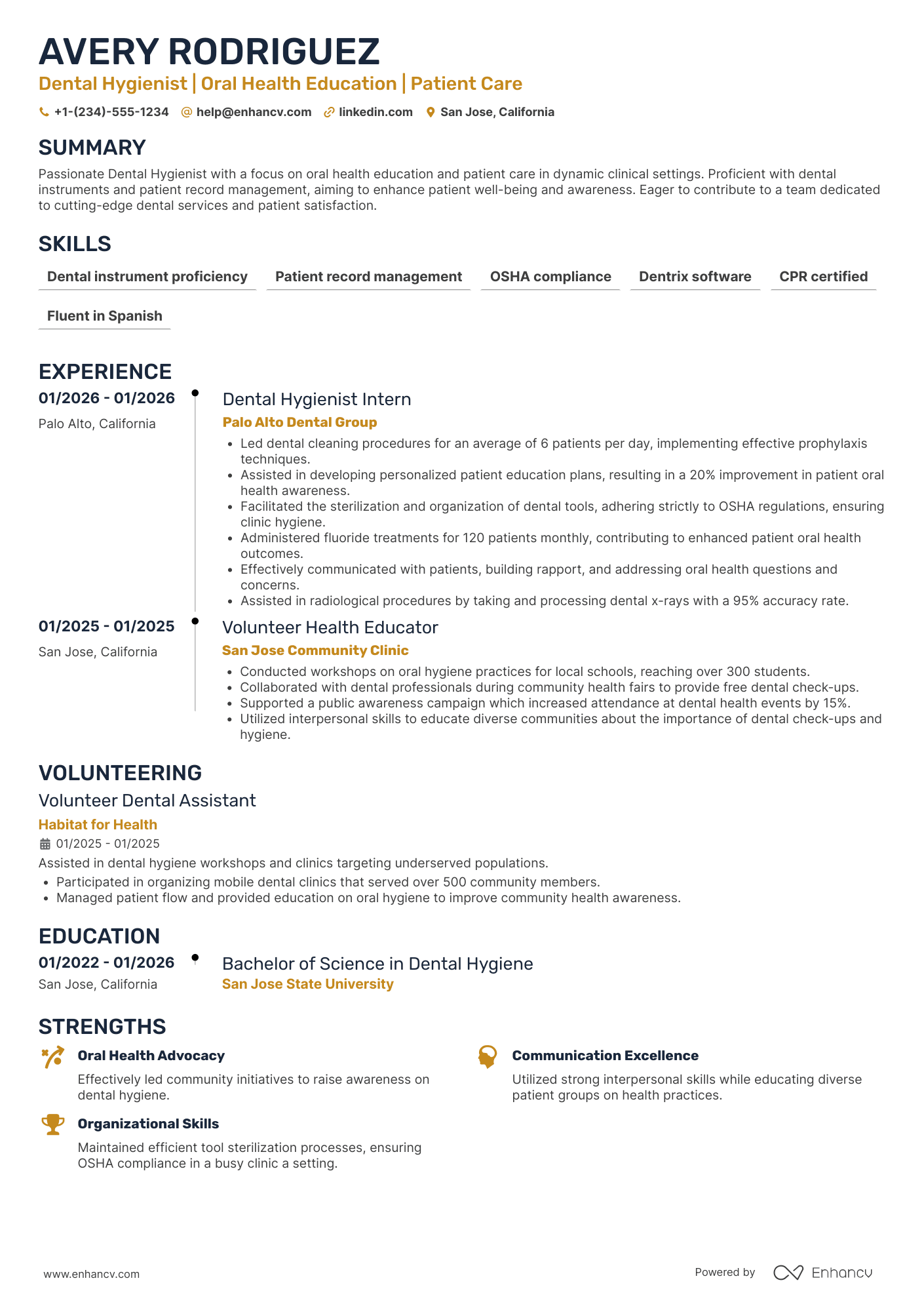Entry Level Dental Hygienist Resume Example