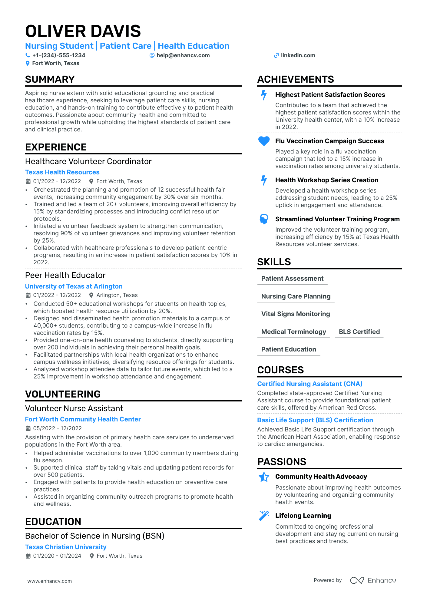 Nurse Extern Resume Example
