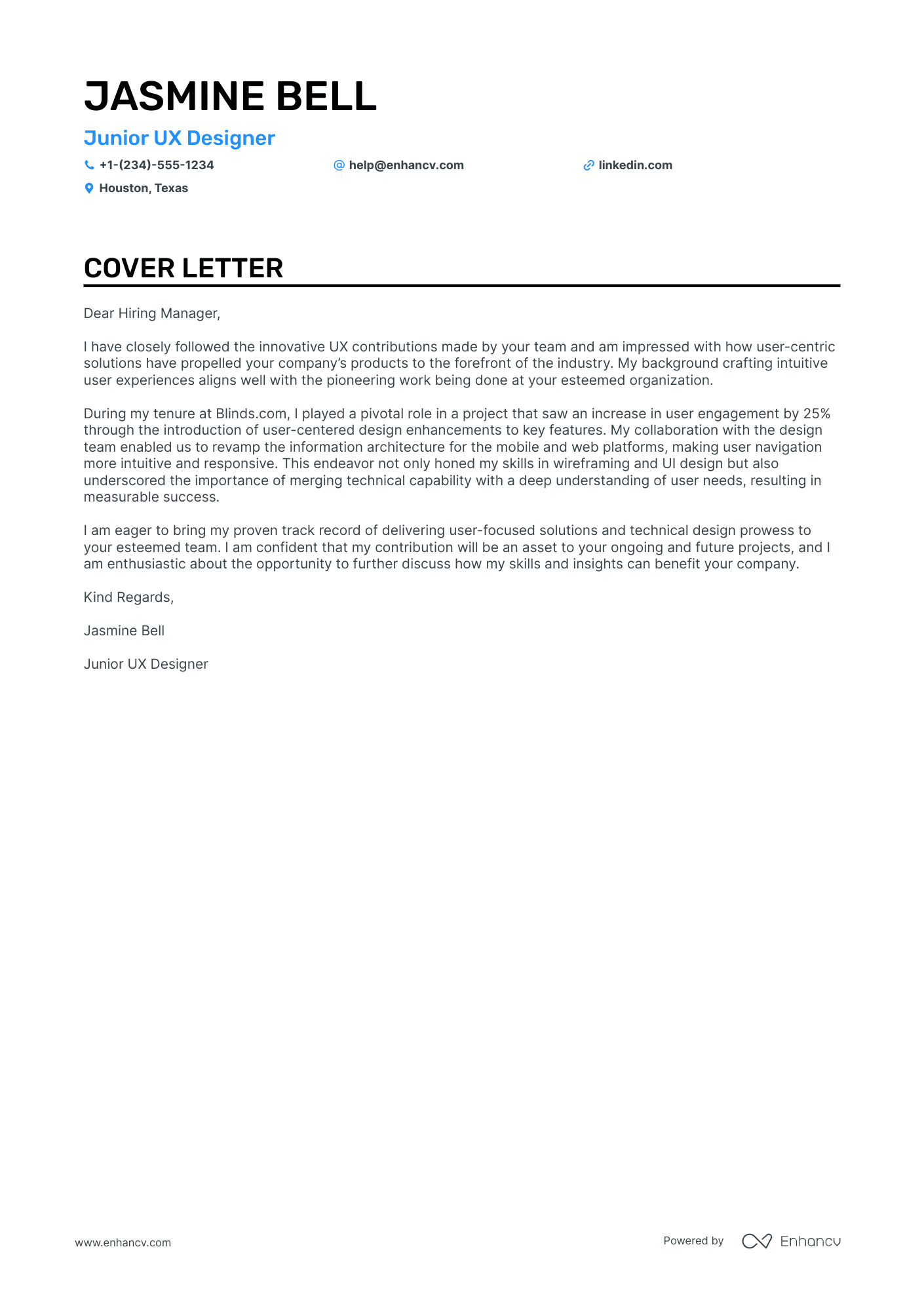 Junior UX Designer Resume Example