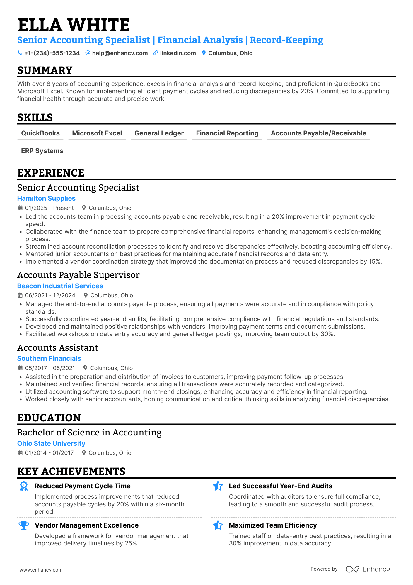 Accounts Clerk Resume Example