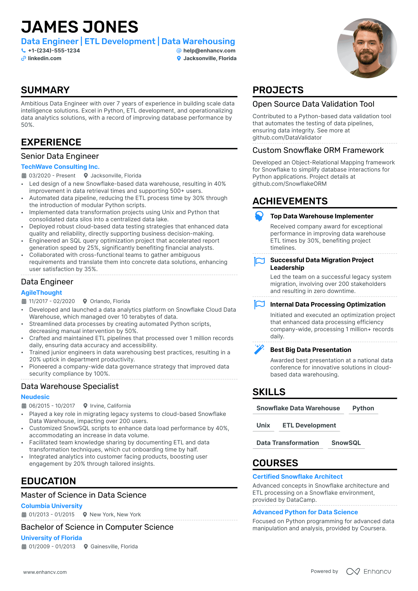 Snowflake Developer Resume Example